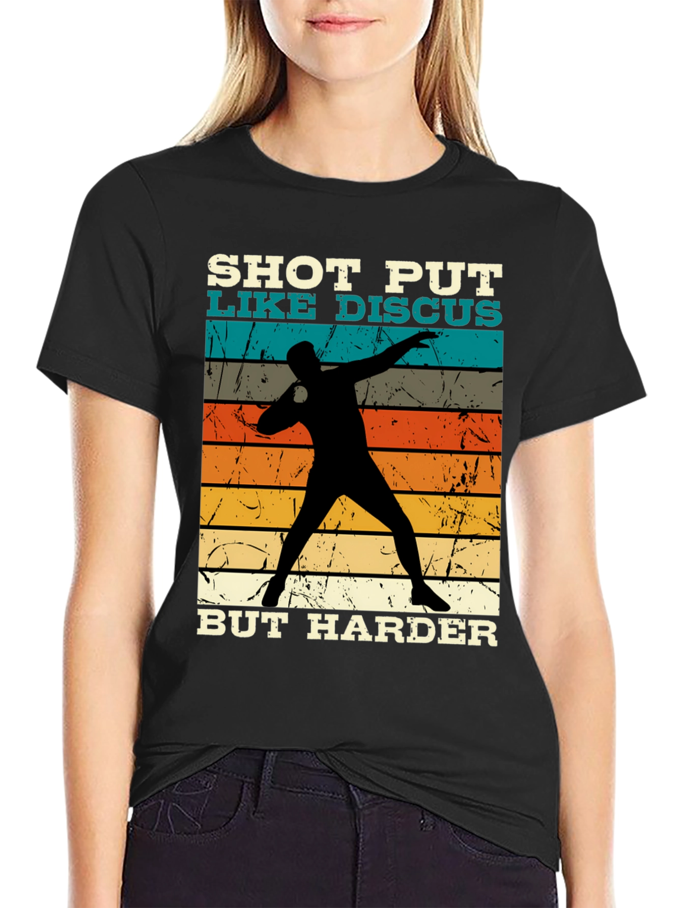 Black Shot Put Like Discus Black Graphic Tee view 2