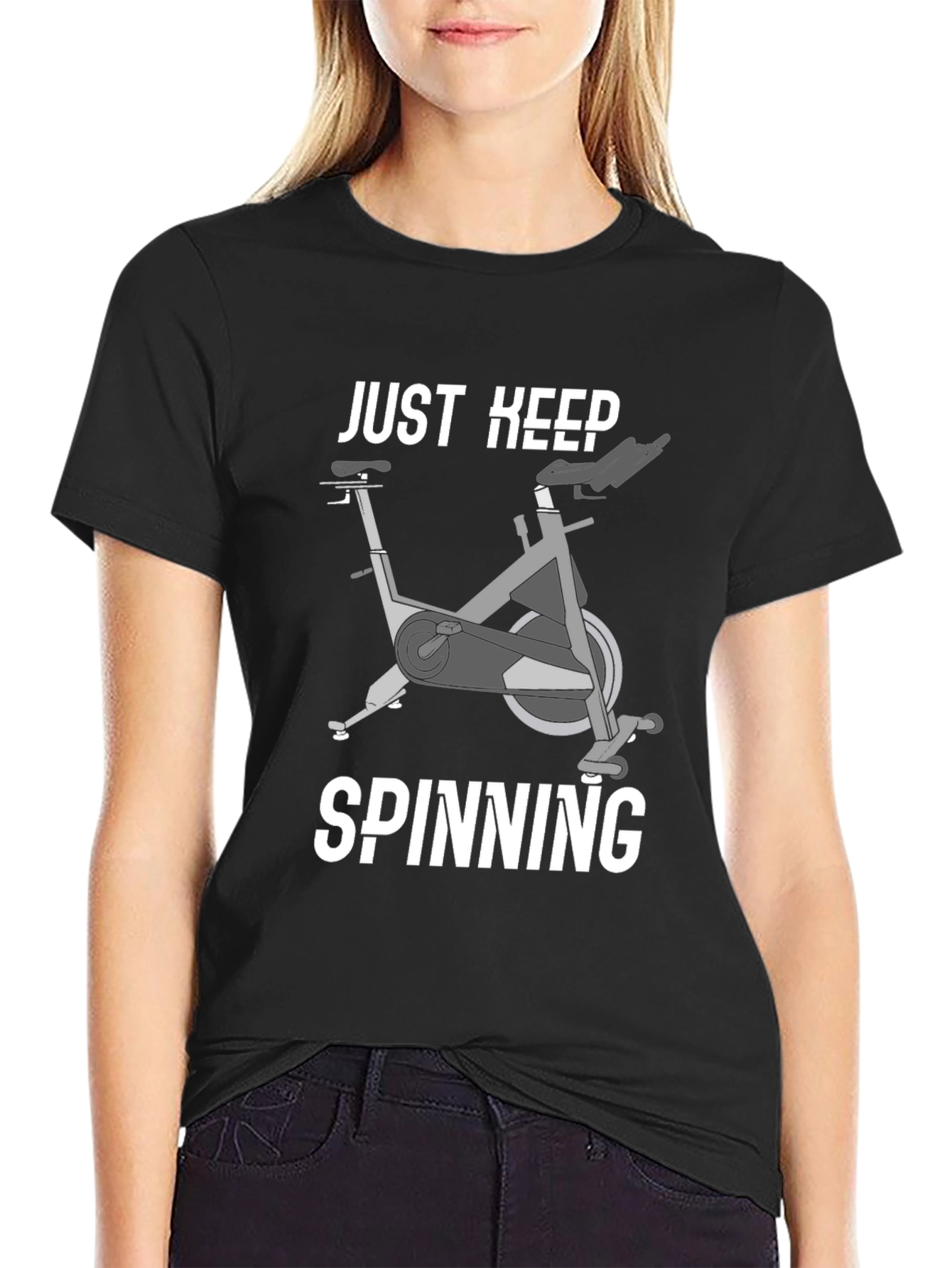 Black Just Keep Spinning Graphic Tee view 2