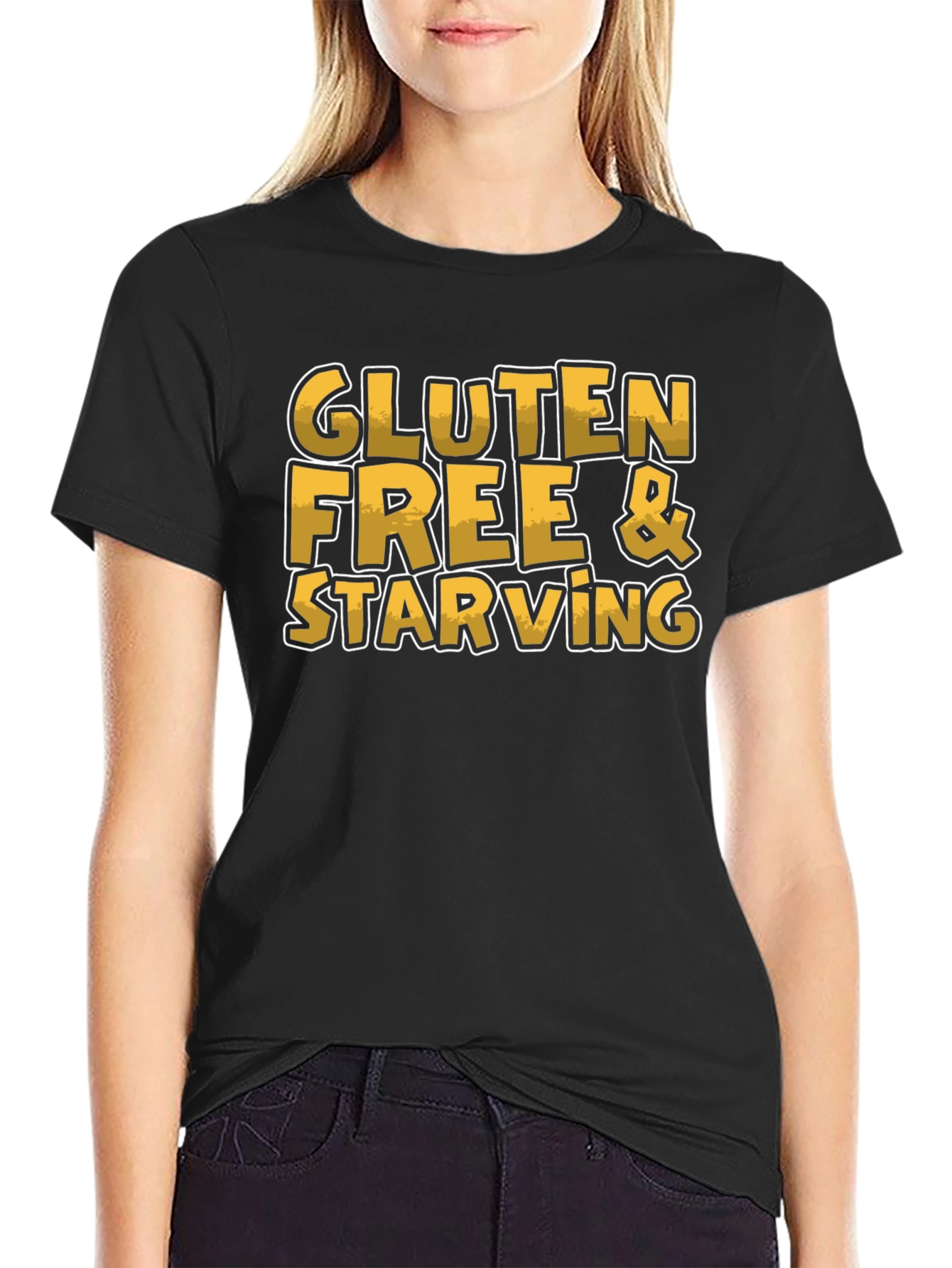 Black Gluten Free & Starving Graphic T-Shirt view 2