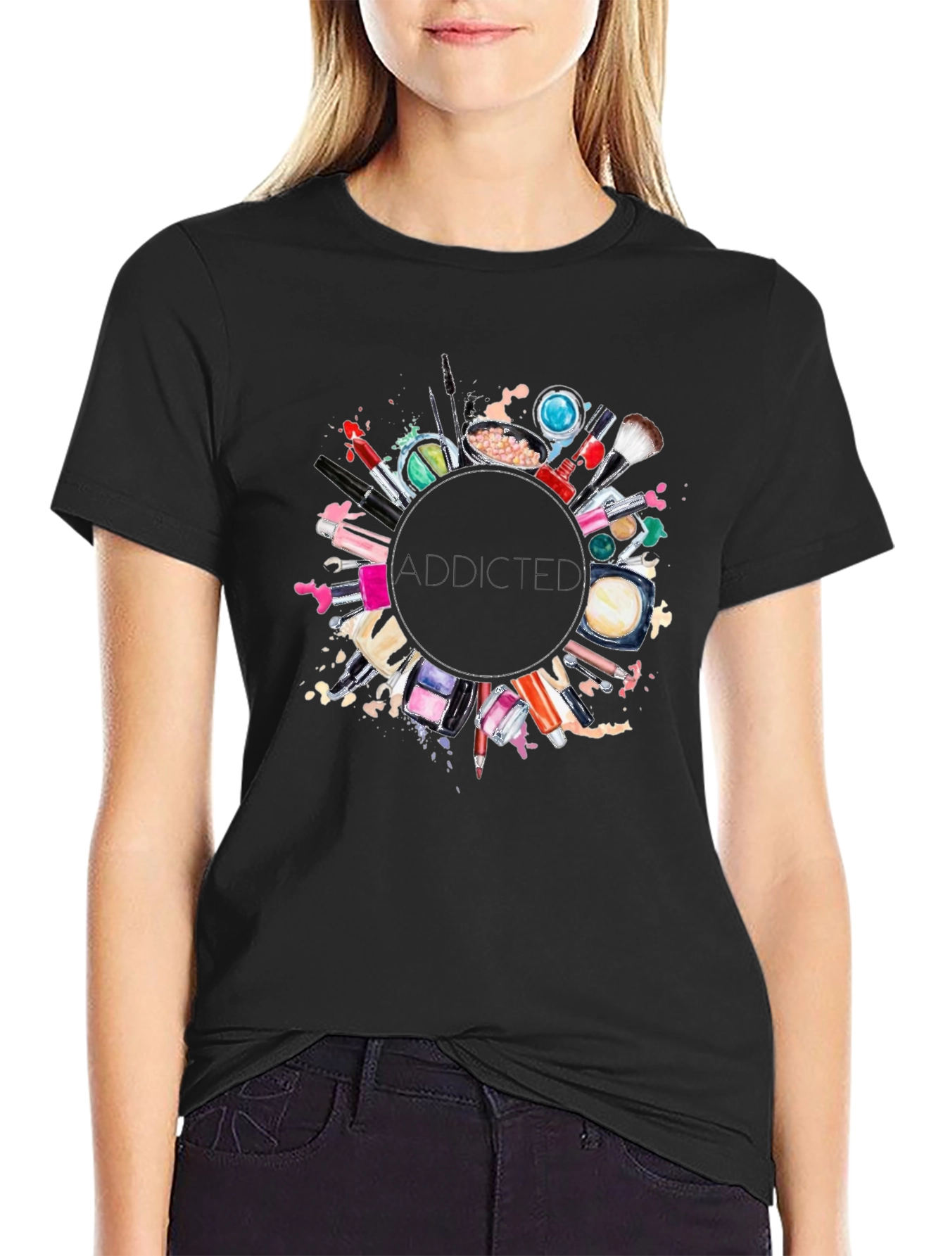 Black Makeup Circle Graphic Tee - Unisex view 2