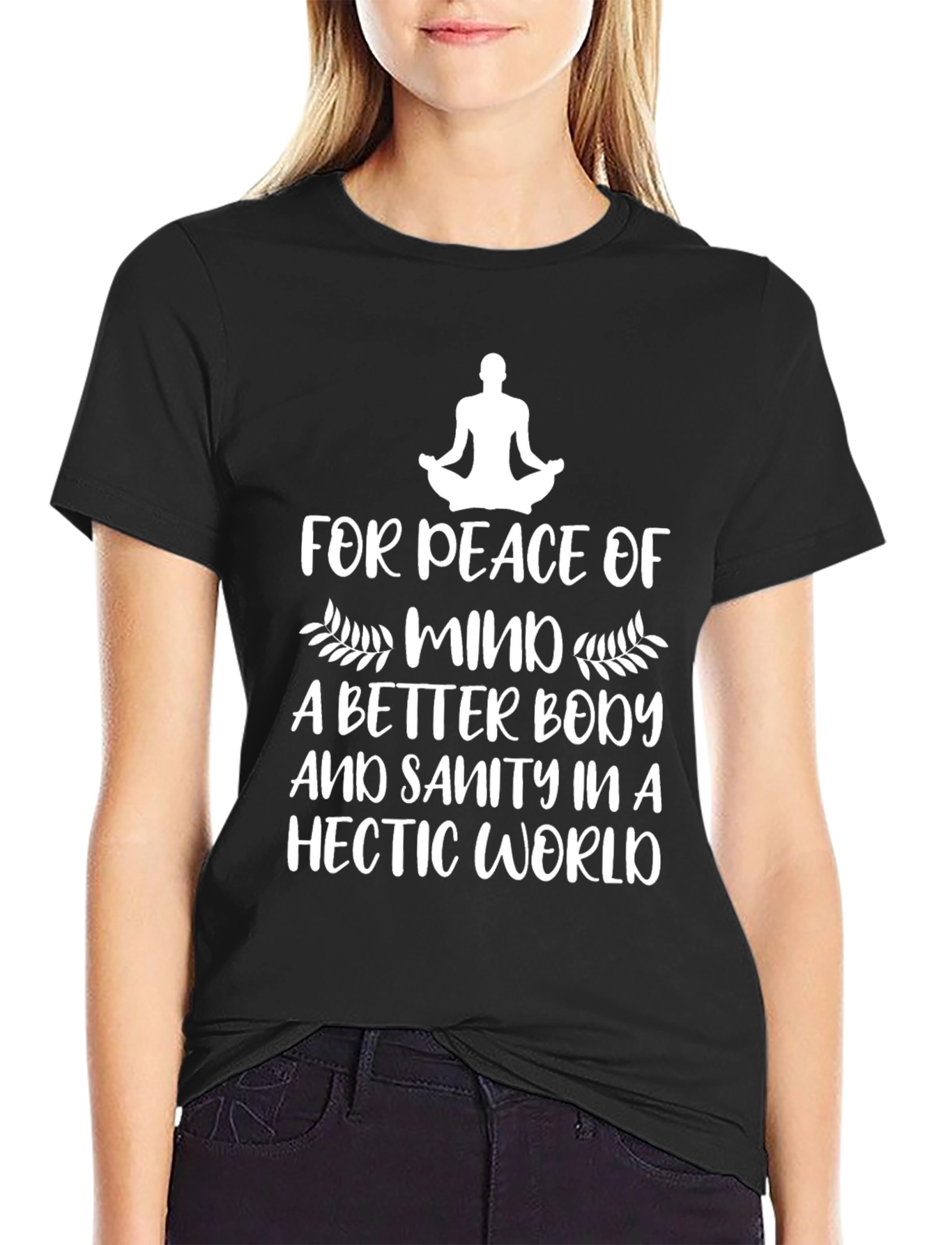Black Peace of Mind T-Shirt - Yoga & Meditation Tee view 2