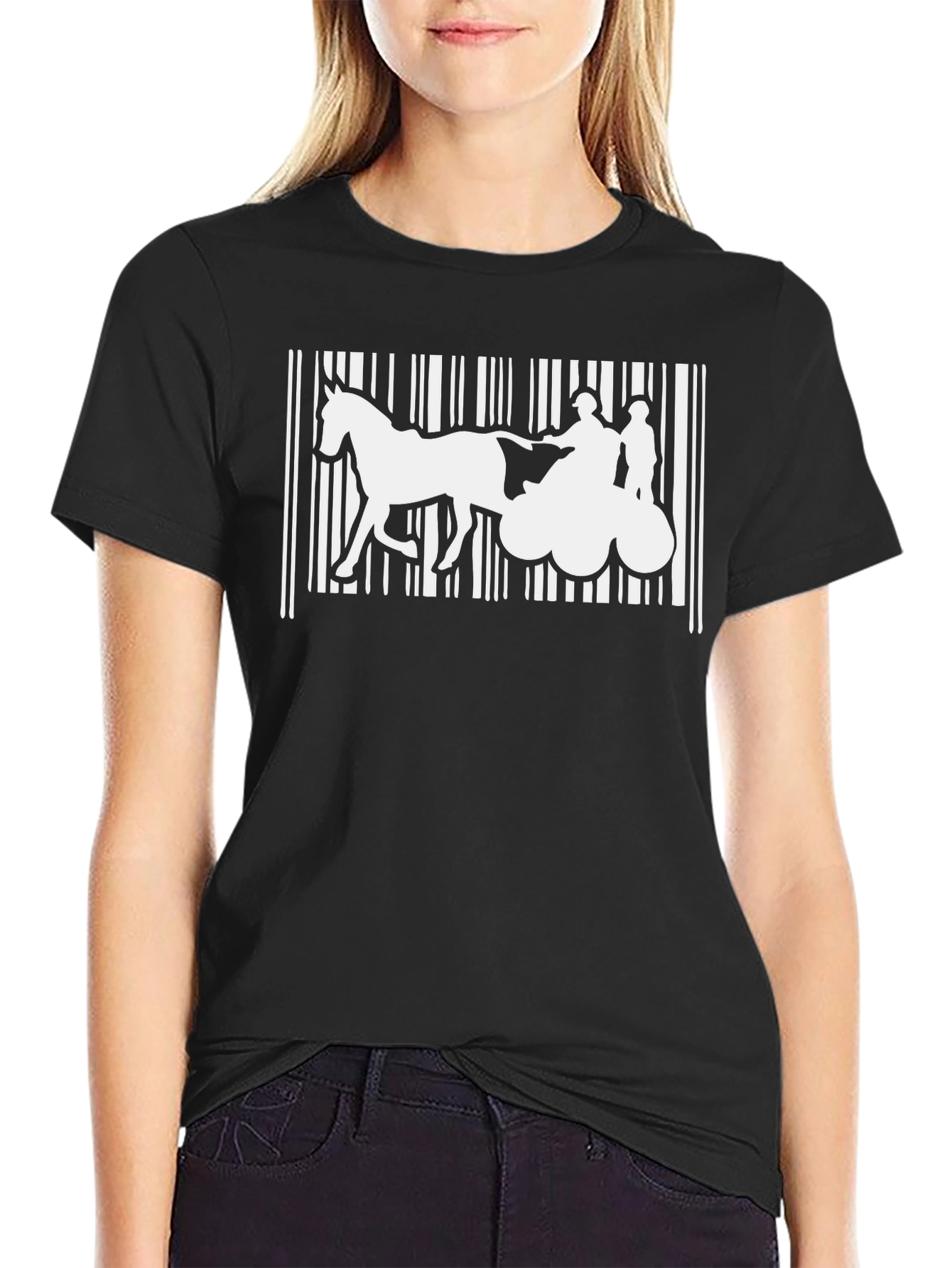 Horse Drawn Chariot Barcode T-Shirt - 2