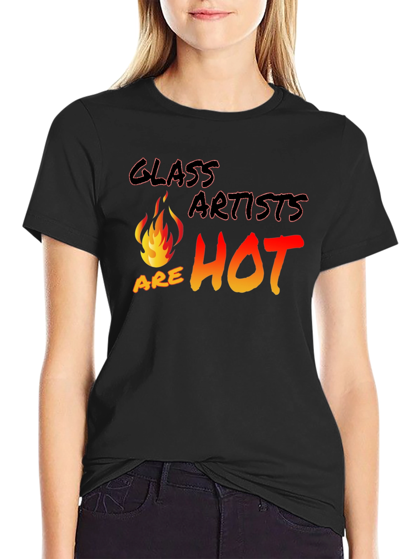 Black Glass Artists Are Hot Black T-Shirt view 2
