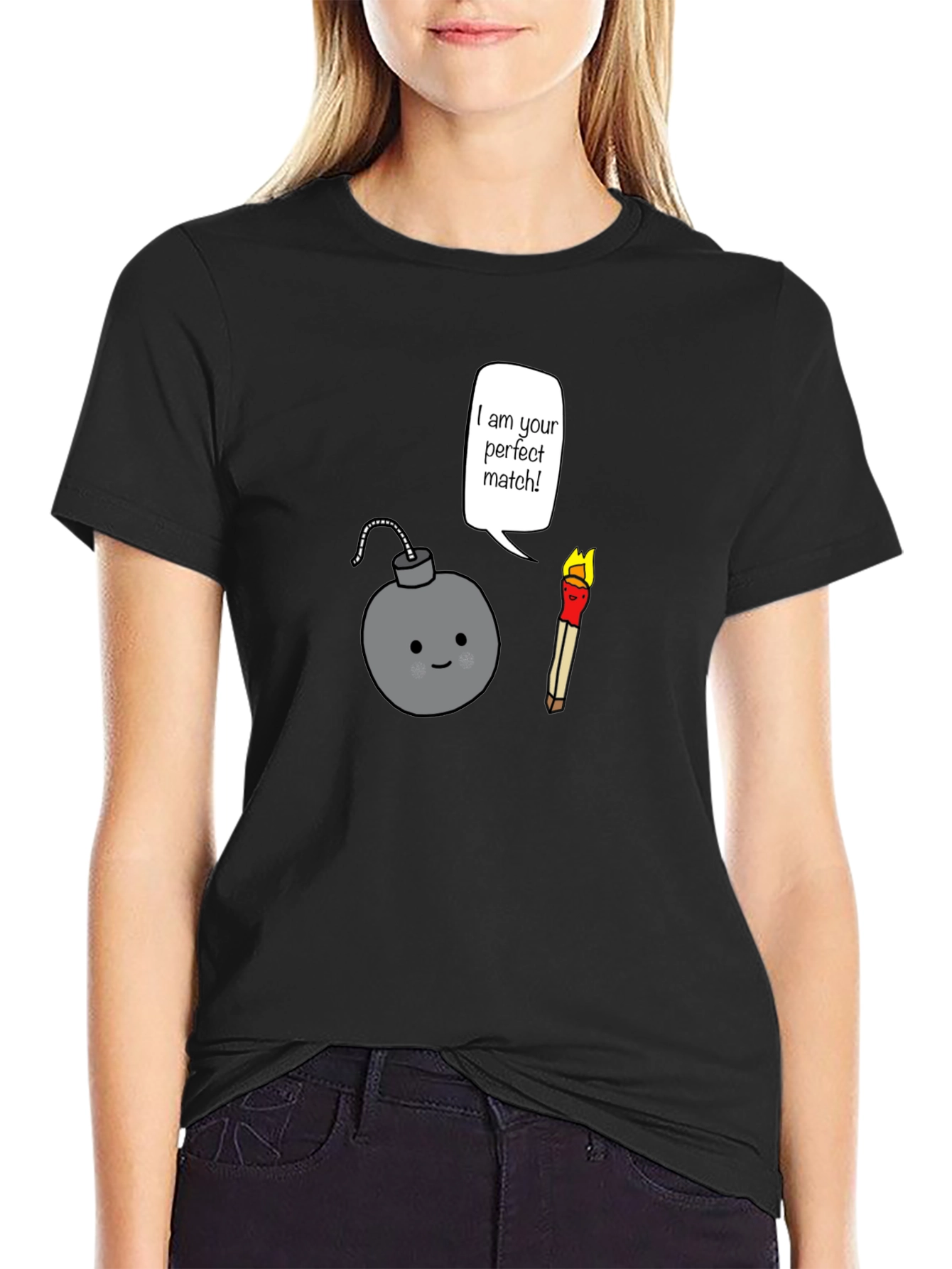 Black Perfect Match Funny Bomb T-Shirt view 2