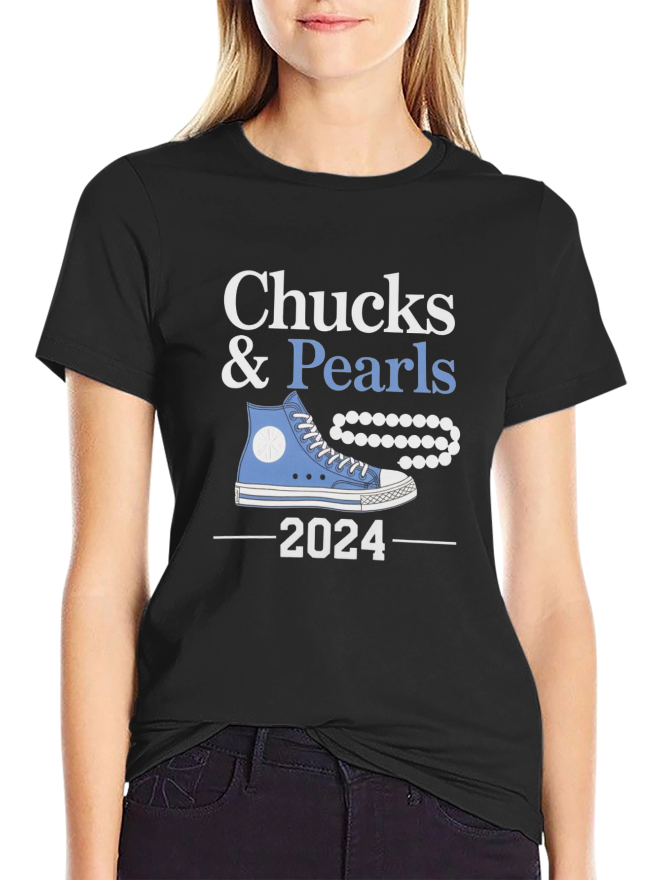 Black Chucks & Pearls 2024 T-Shirt view 2