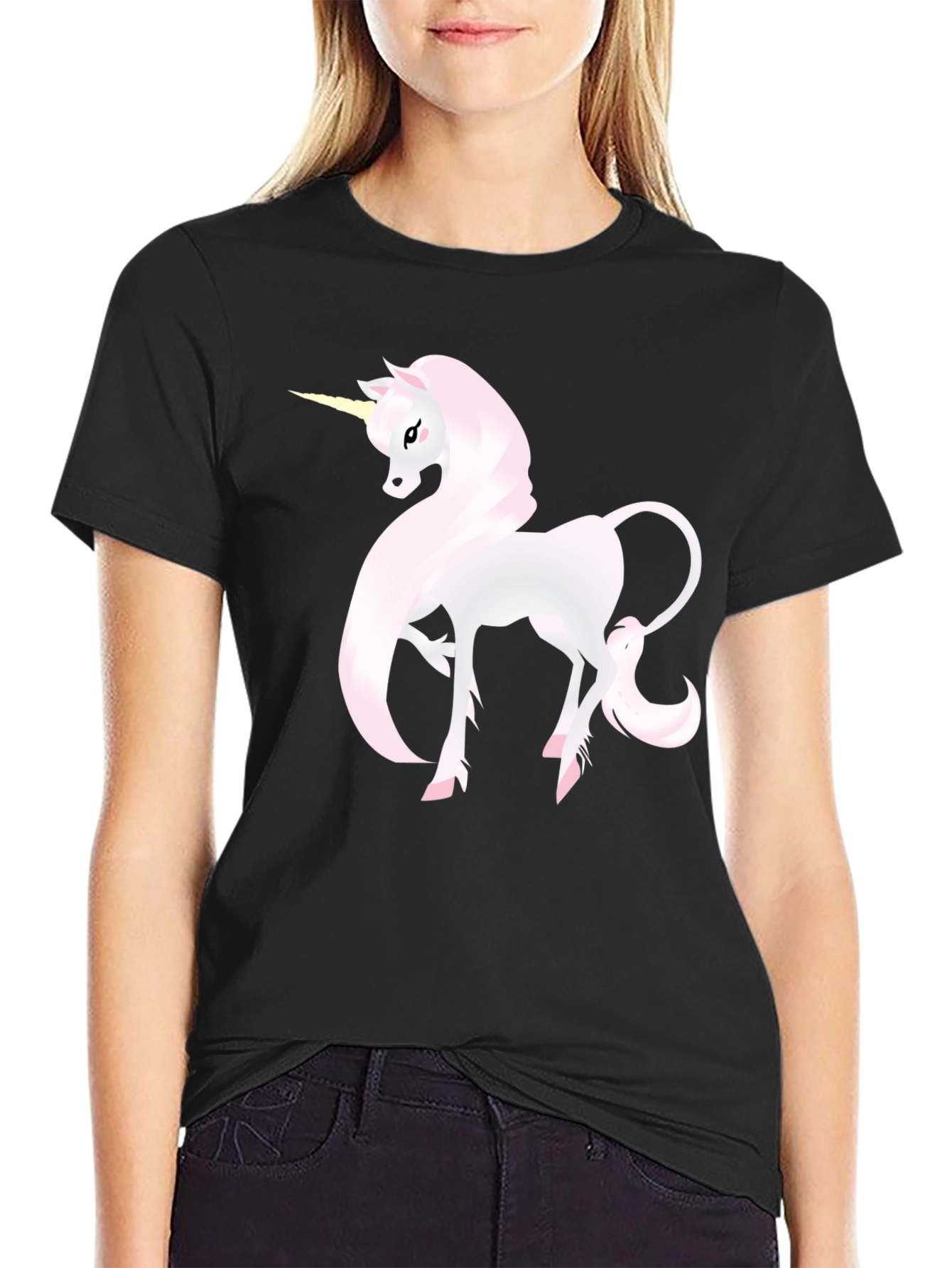 Black Unicorn Graphic Black T-Shirt view 2