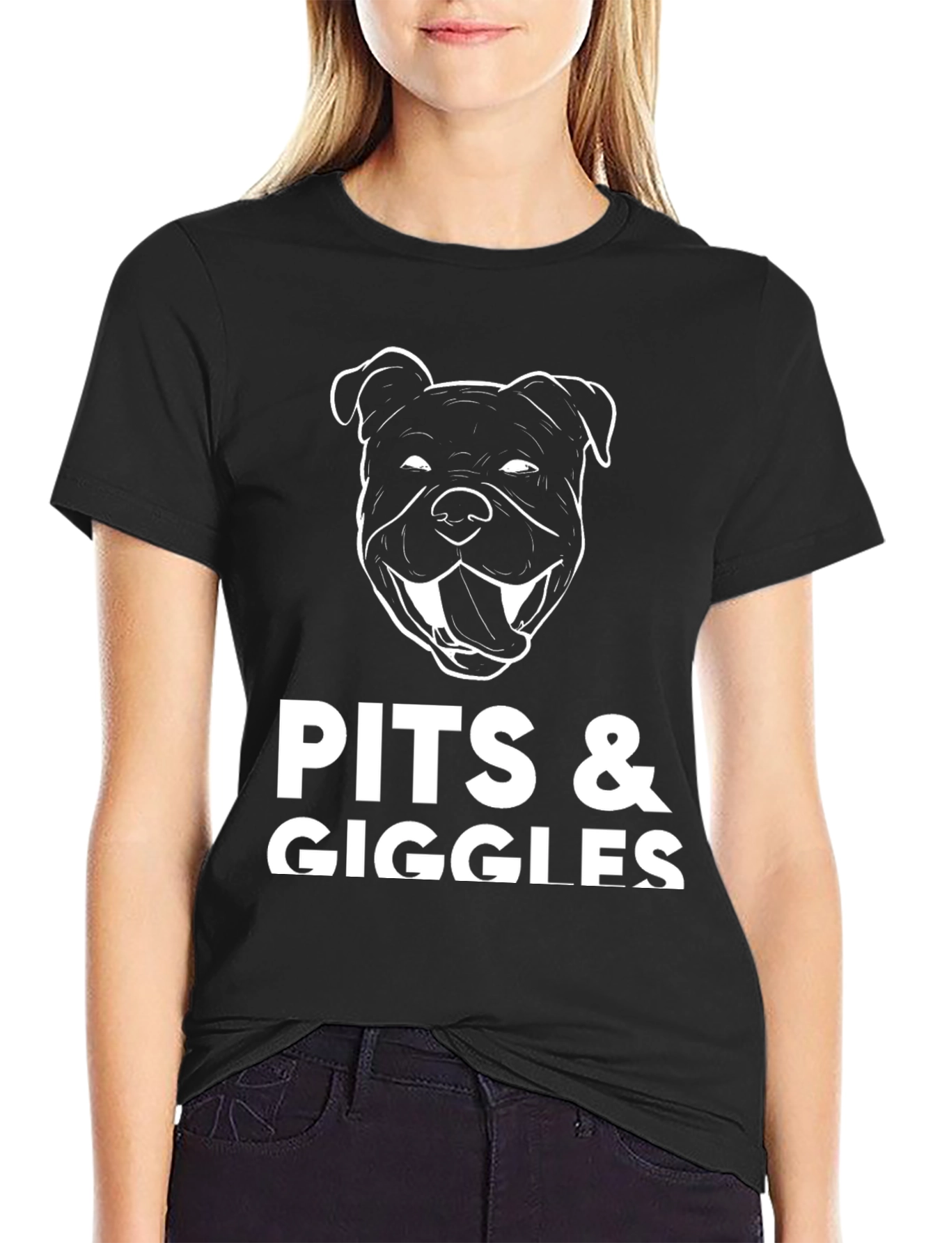 Black Pits & Giggles Graphic Tee - Black view 2