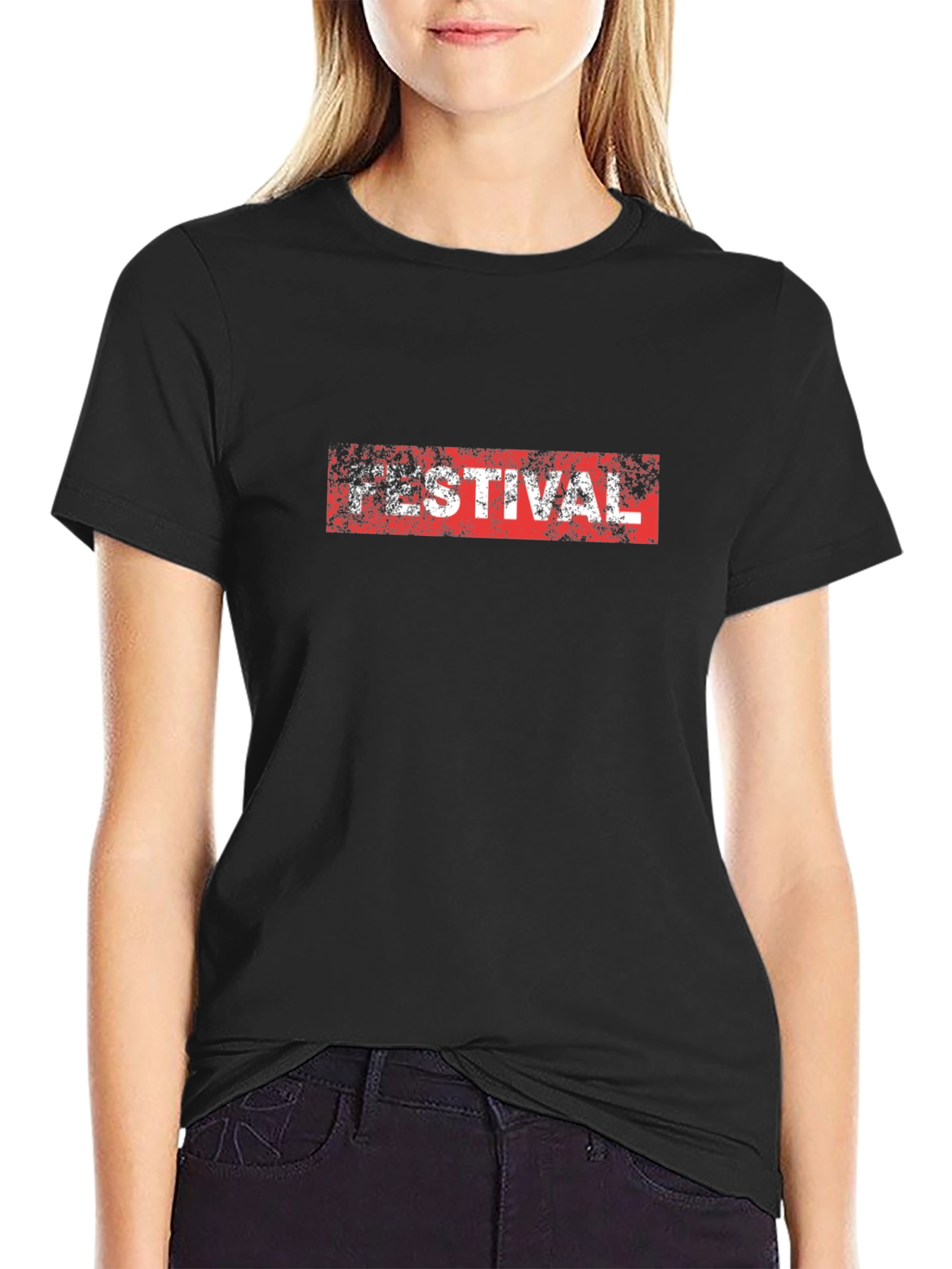 Black Festival Graphic Print Black T-Shirt view 2