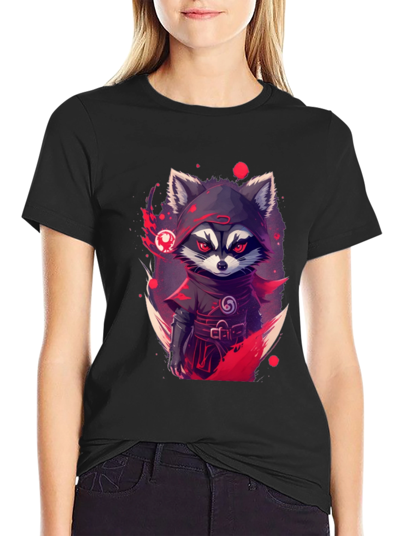 Black Ninja Raccoon Graphic Tee - Urban Style view 2