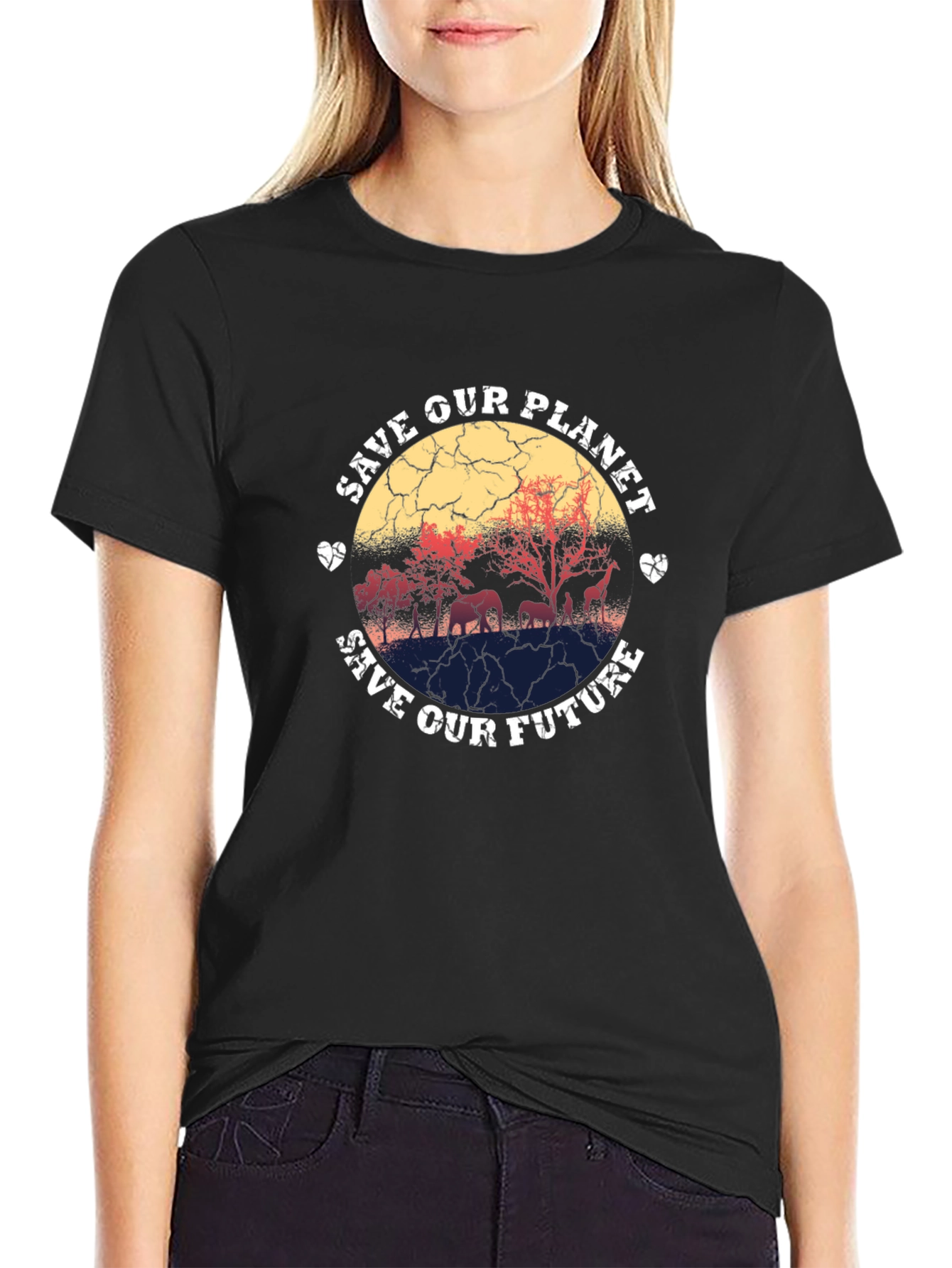 Black Save Our Planet Graphic T-Shirt view 2