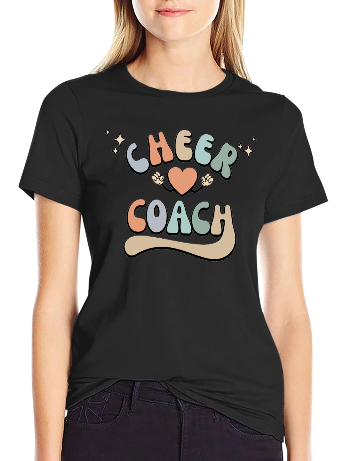 Black Cheer Coach Graphic Tee - Perfect for Cheerleading! view 2