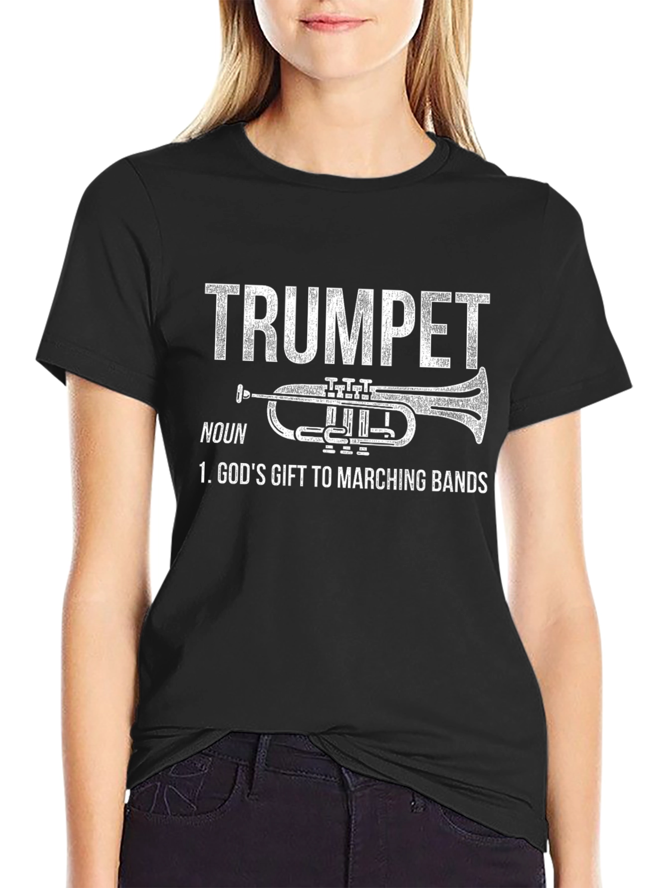 Black Trumpet God's Gift to Marching Bands Black T-Shirt view 2