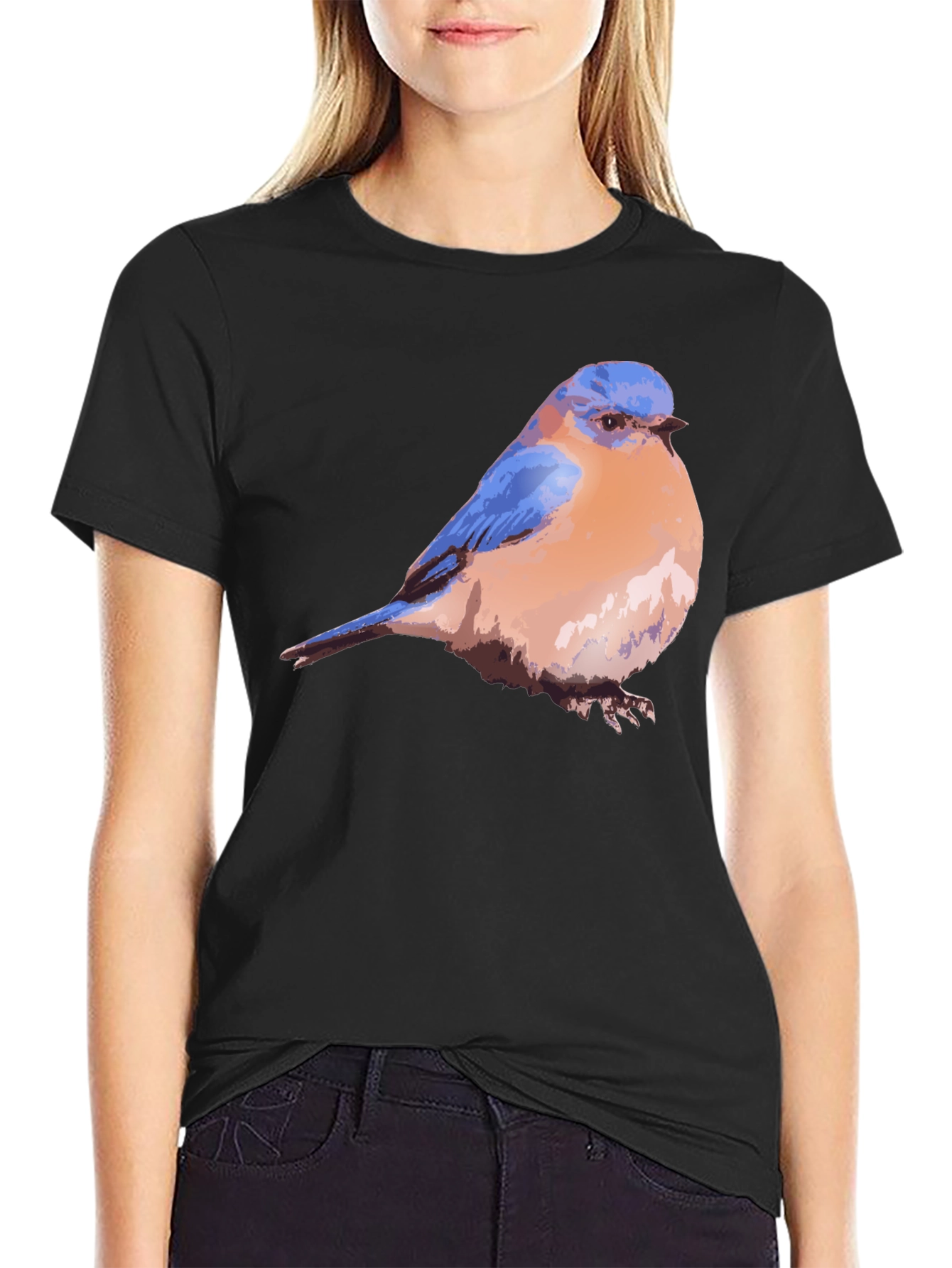 Black Bluebird Graphic Black T-Shirt view 2
