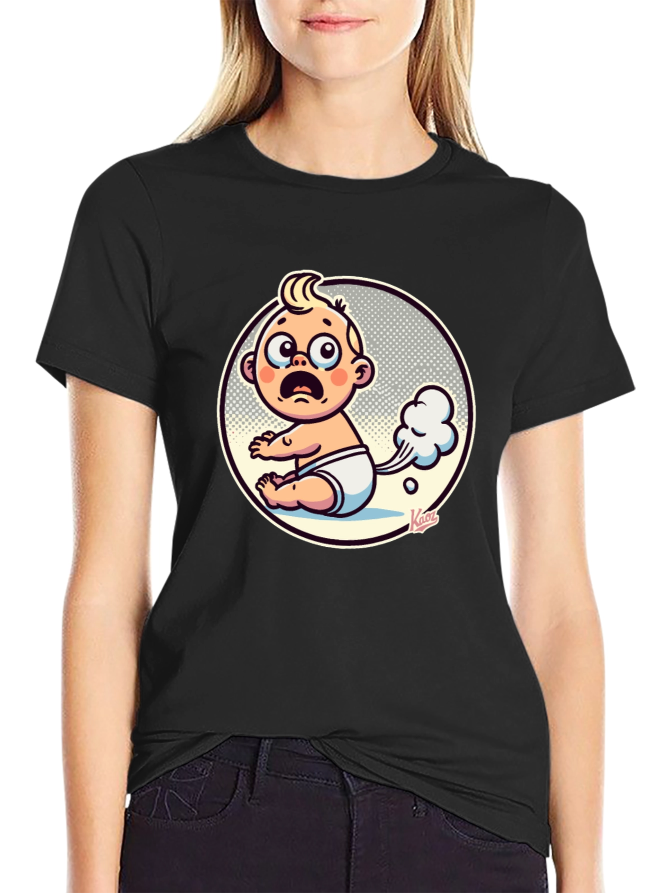 Black Funny Baby Fart Graphic Tee - Unisex Black T-Shirt view 2