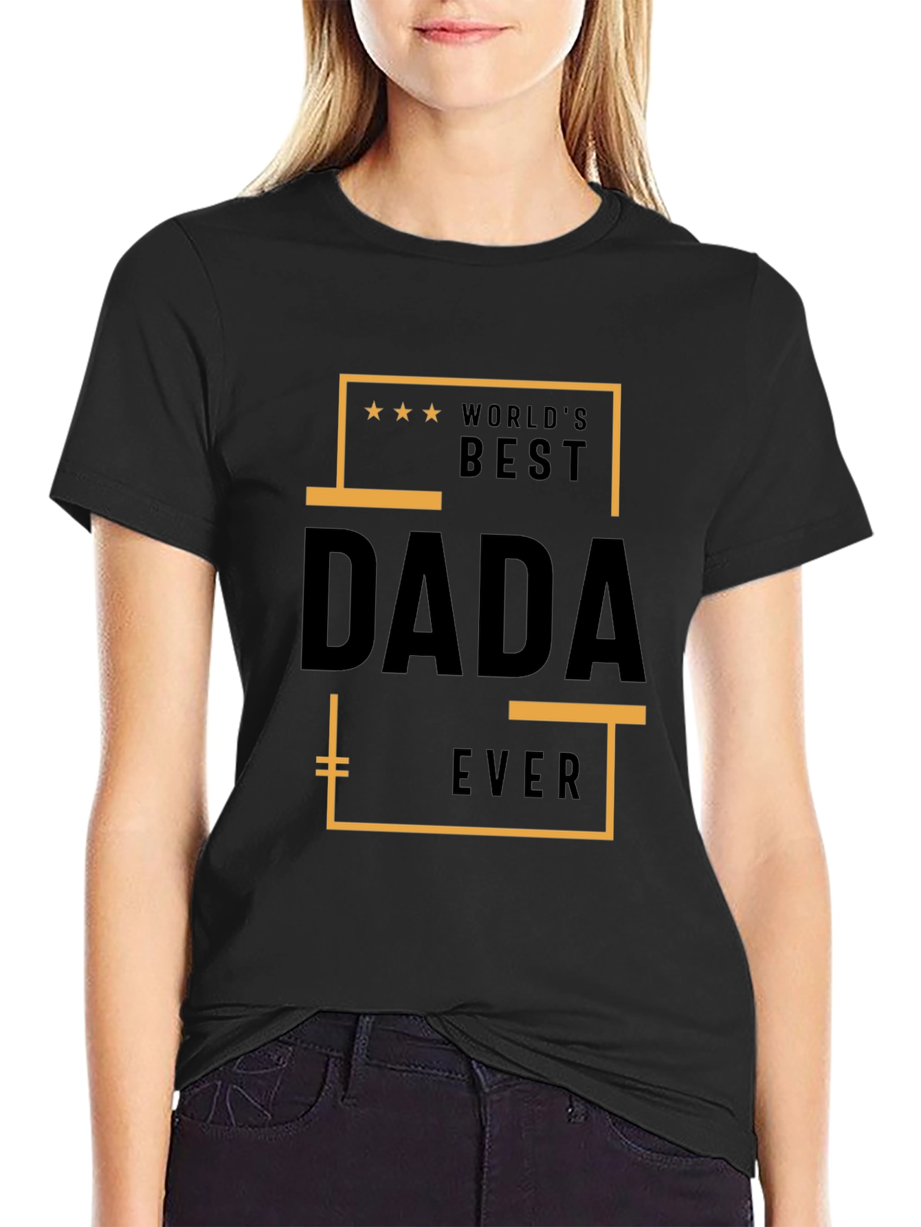 Black World's Best Dada Ever T-Shirt view 2