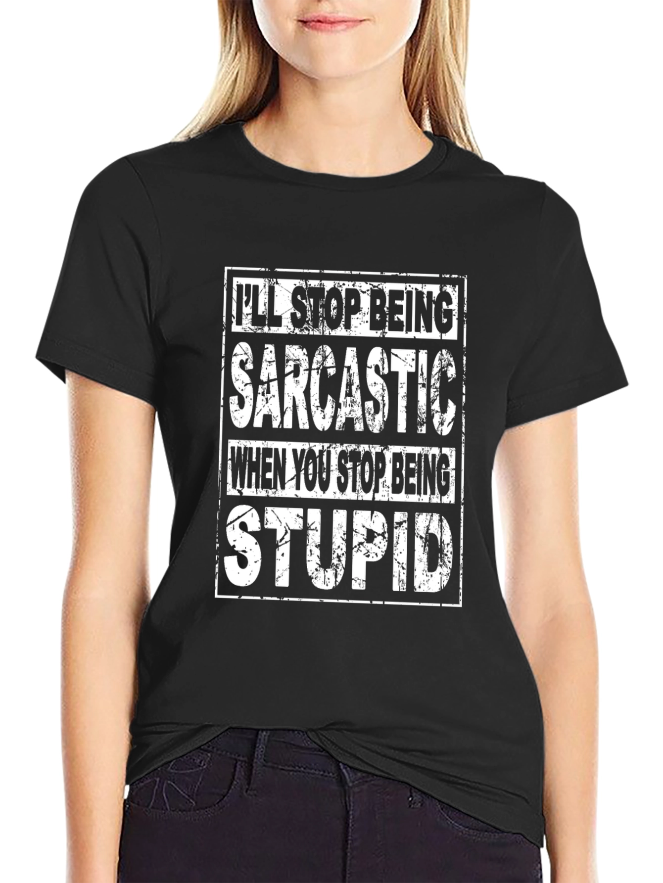 Black Sarcastic Graphic Tee - Funny Novelty T-Shirt view 2