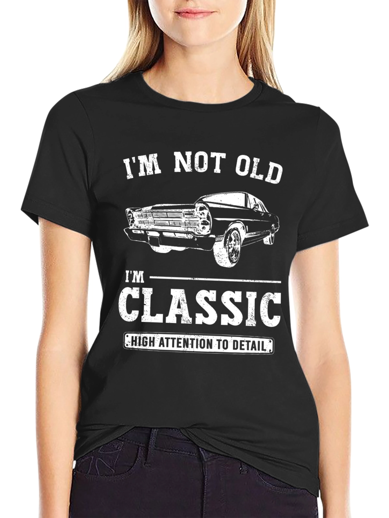 Black Classic Car T-Shirt - I'm Not Old, I'm Classic! view 2