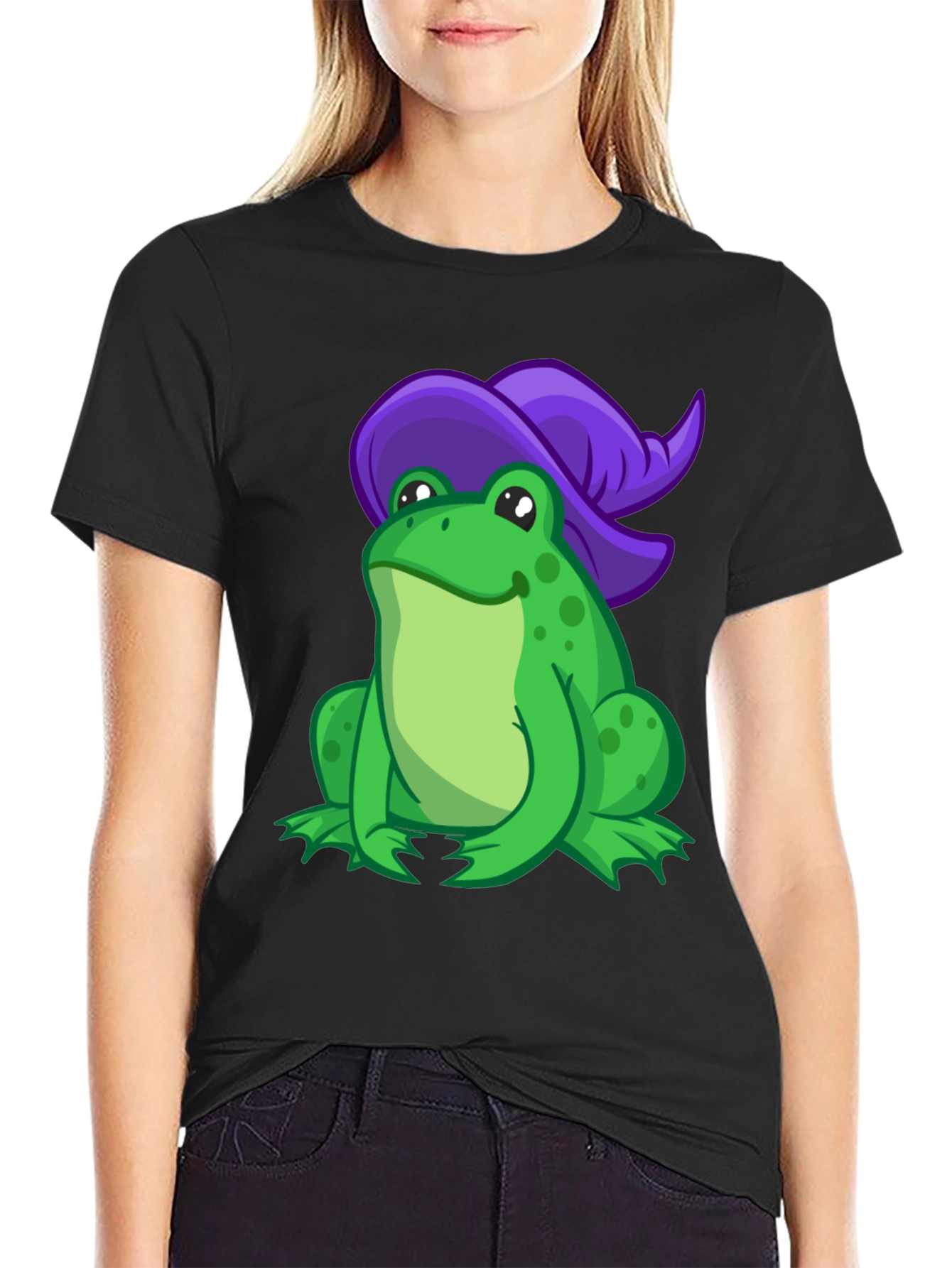 Black Frog Wizard Graphic Tee - Black Cotton T-Shirt view 2