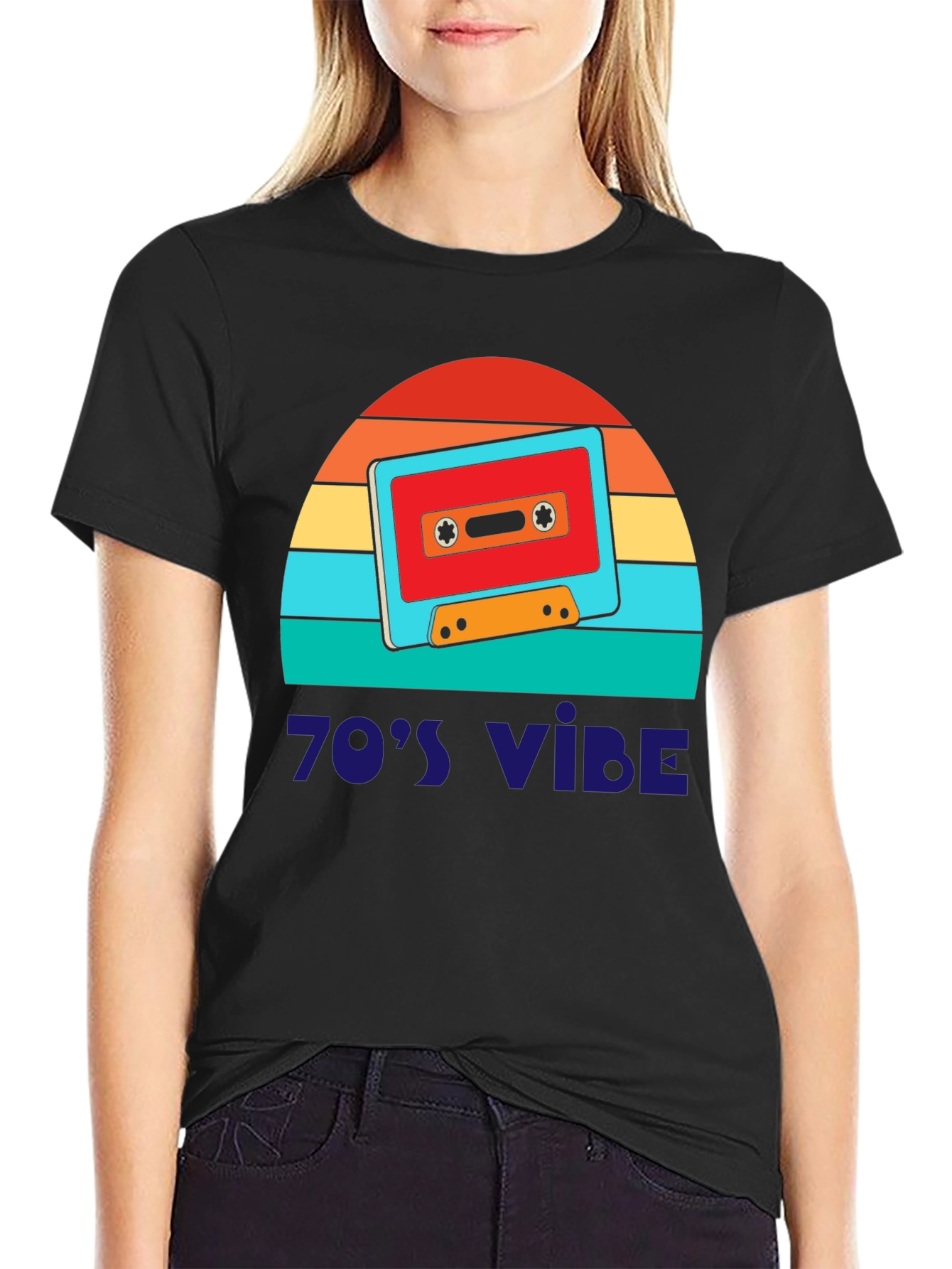 Black Retro 70's Vibe Graphic Tee view 2