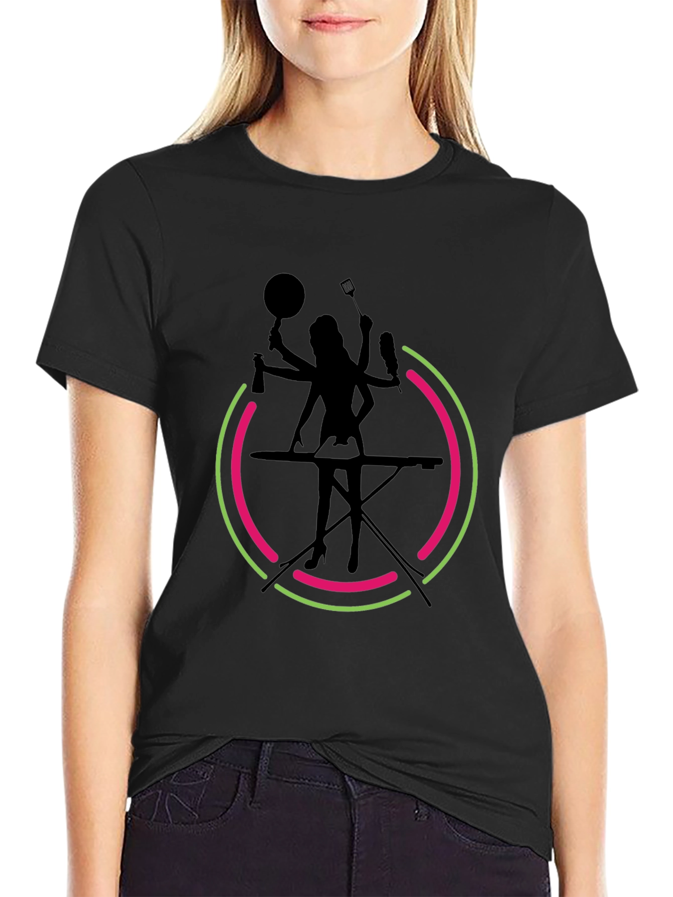 Black Multi-Tasking Diva Graphic Tee - Black T-Shirt view 2