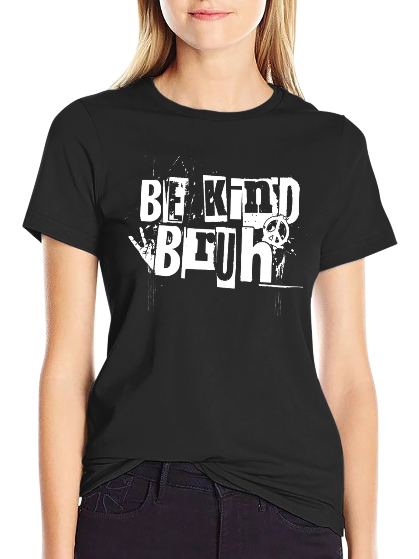 Black Be Kind Bruh Graphic T-Shirt - Black view 2