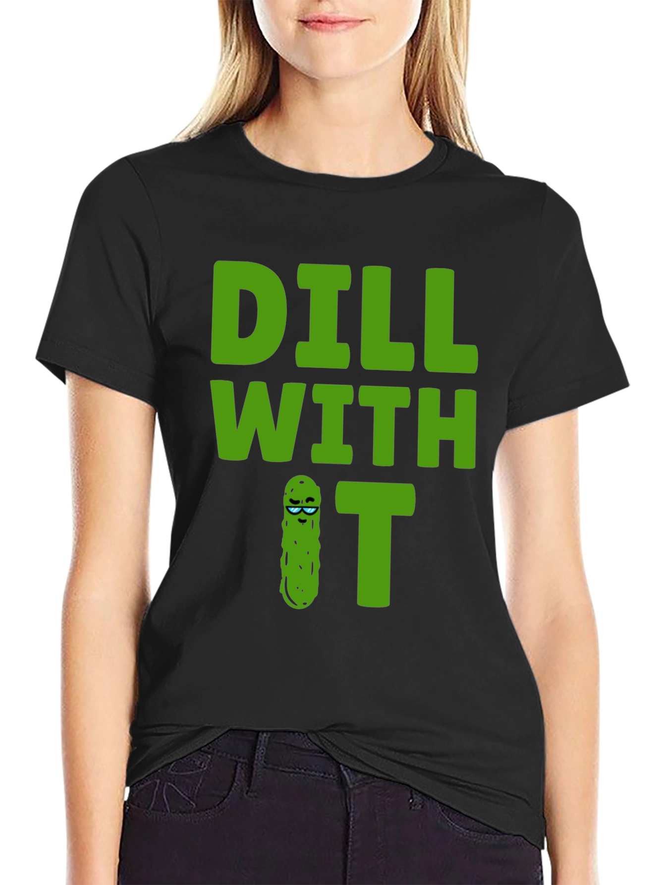 Black Dill With It Graphic Tee - Funny Pickle T-Shirt view 2
