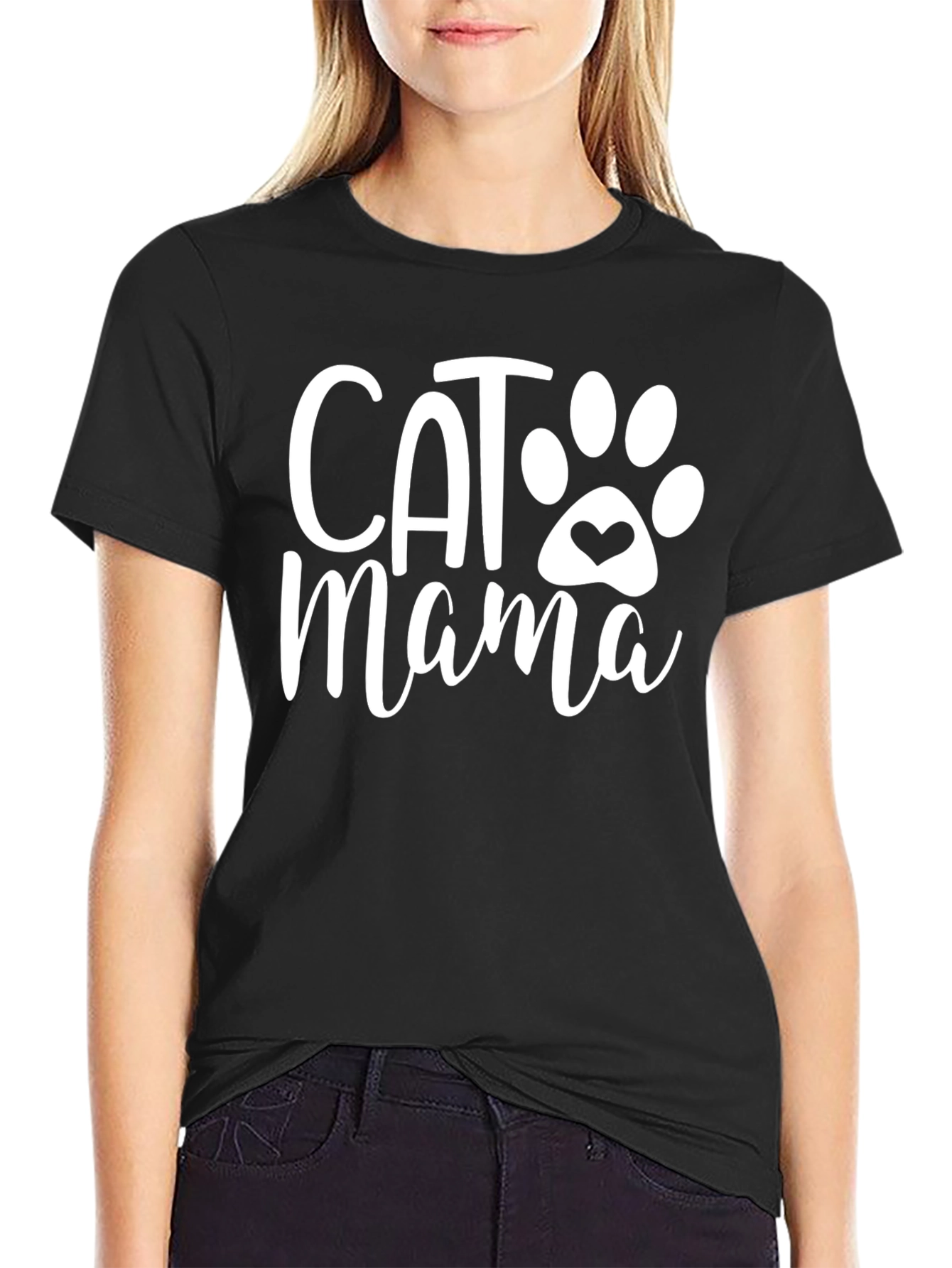 Black Cat Mama T-Shirt - Soft Cotton Blend view 2