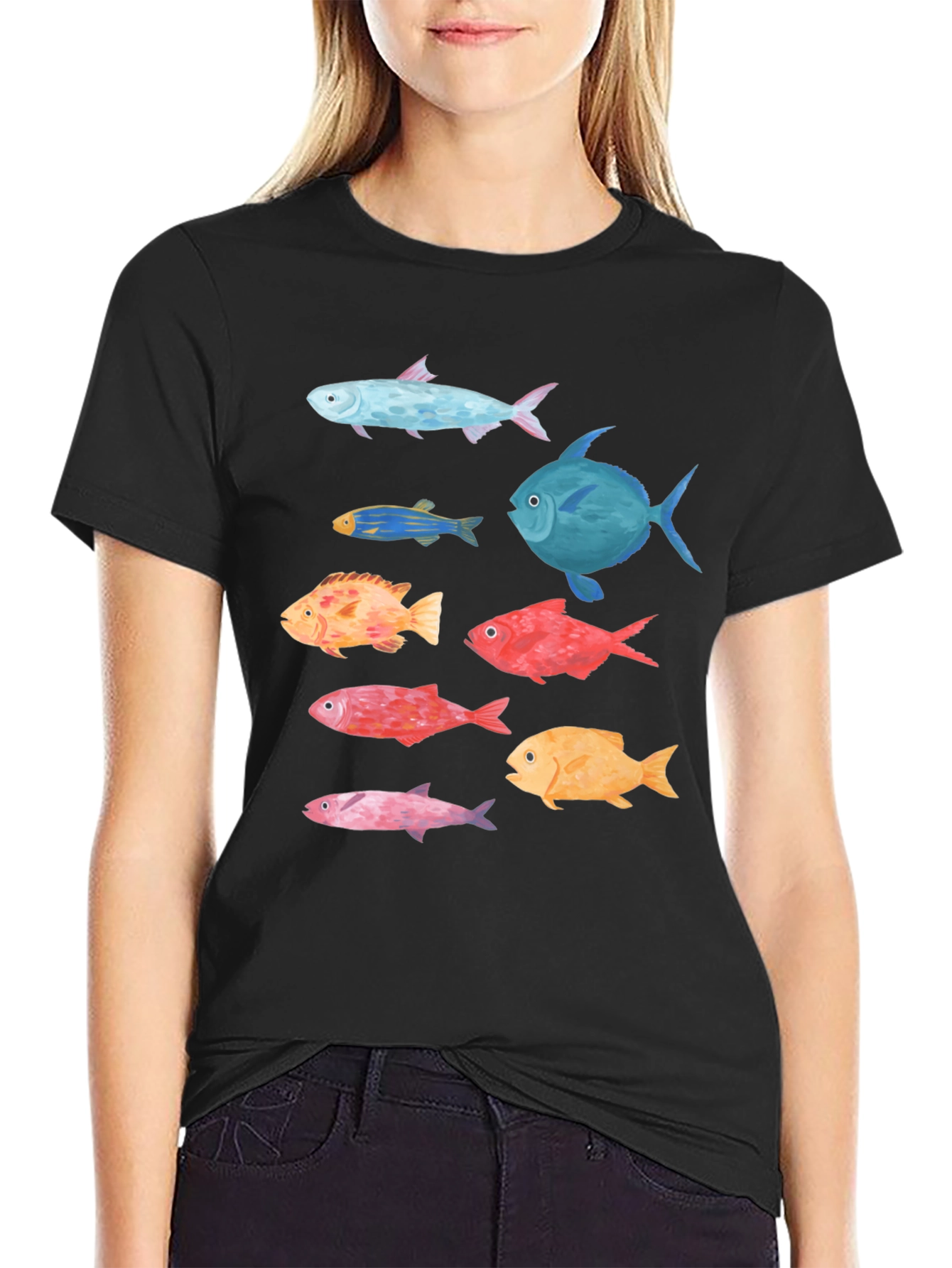 Black Fish Graphic Tee - Stylish Men's Black T-Shirt view 2