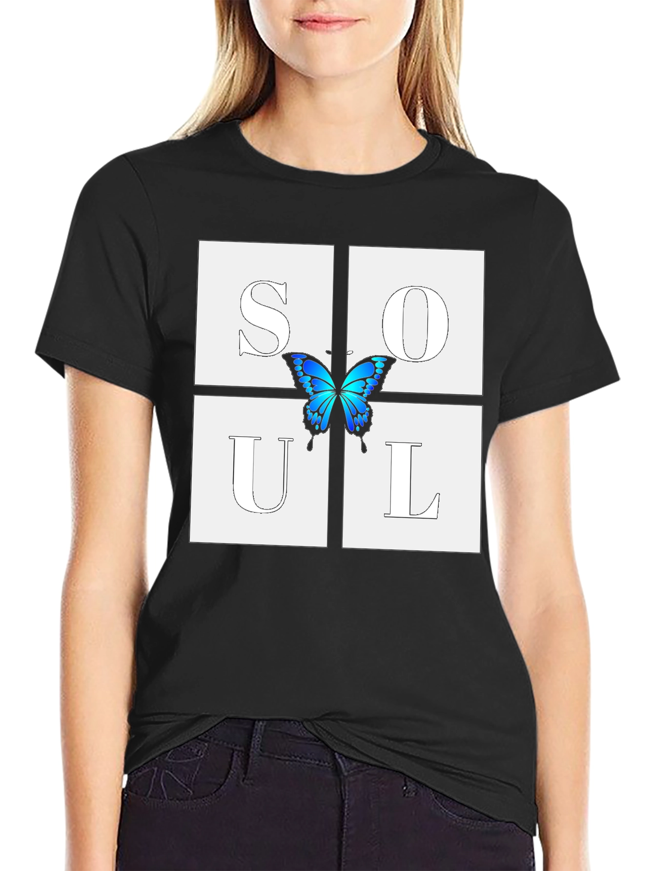 Black Soul Butterfly Graphic T-Shirt view 2