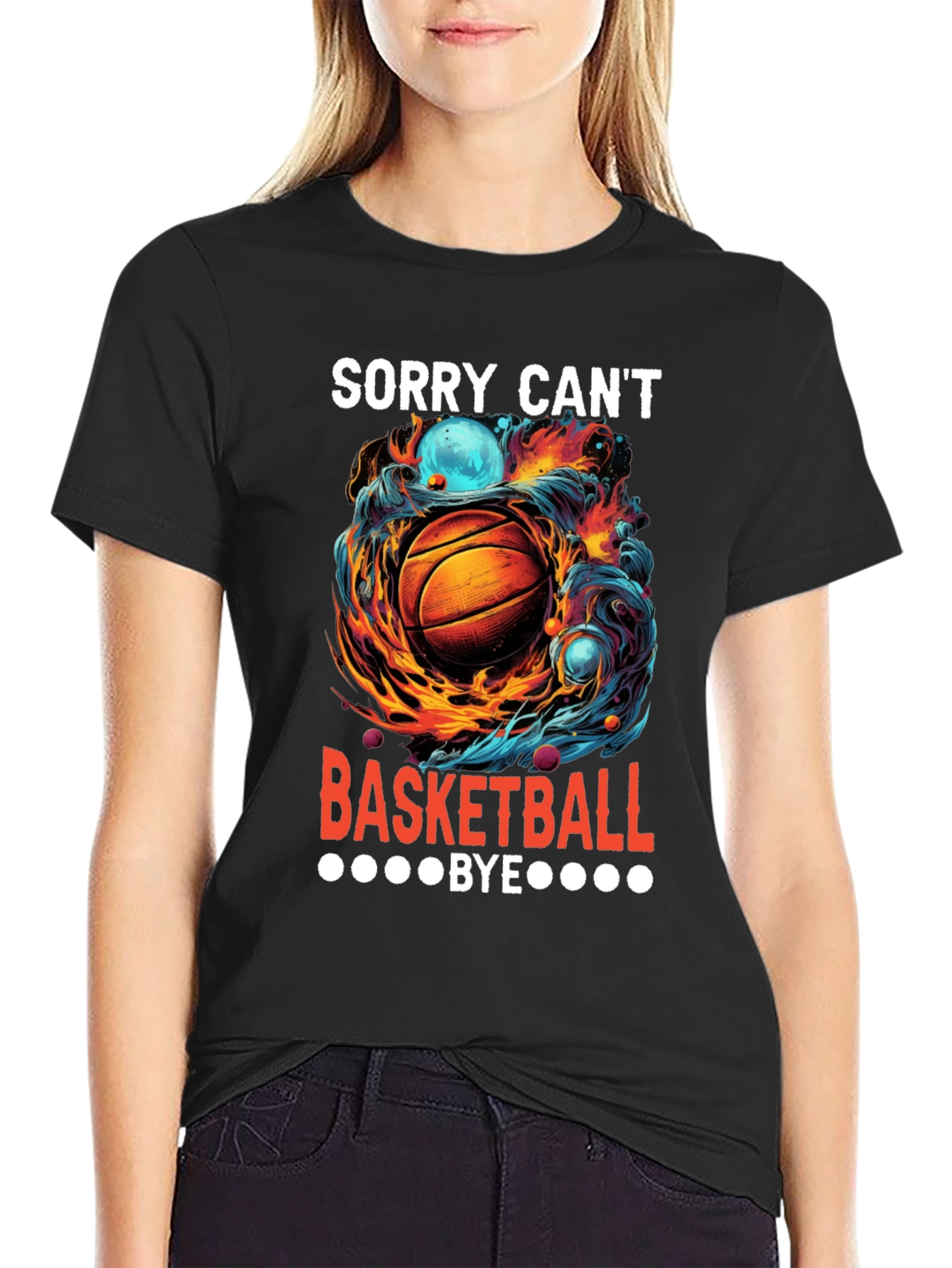 Black Sorry Can't Basketball Bye Graphic Tee view 2