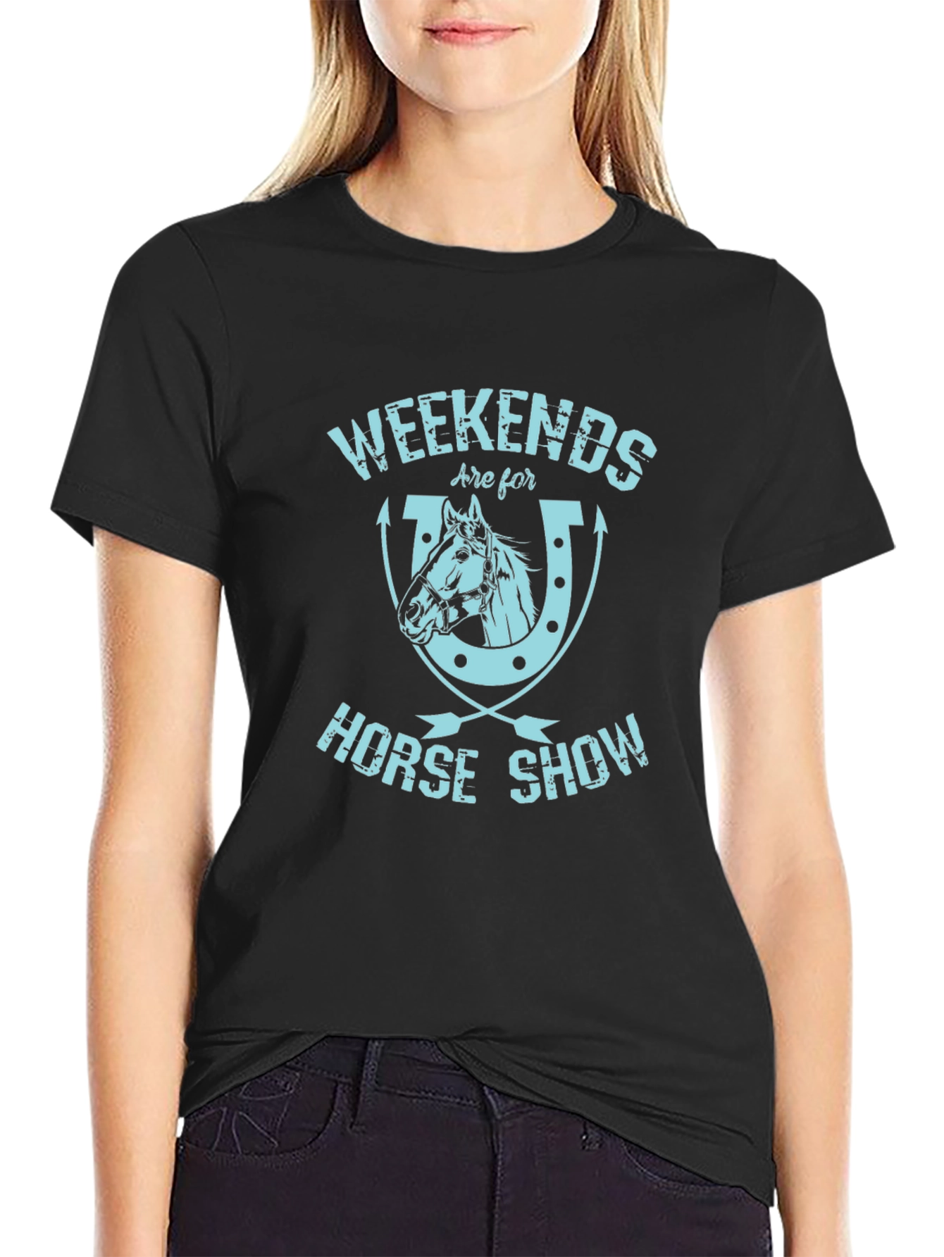Black Weekends are for Horse Show T-Shirt - Black view 2