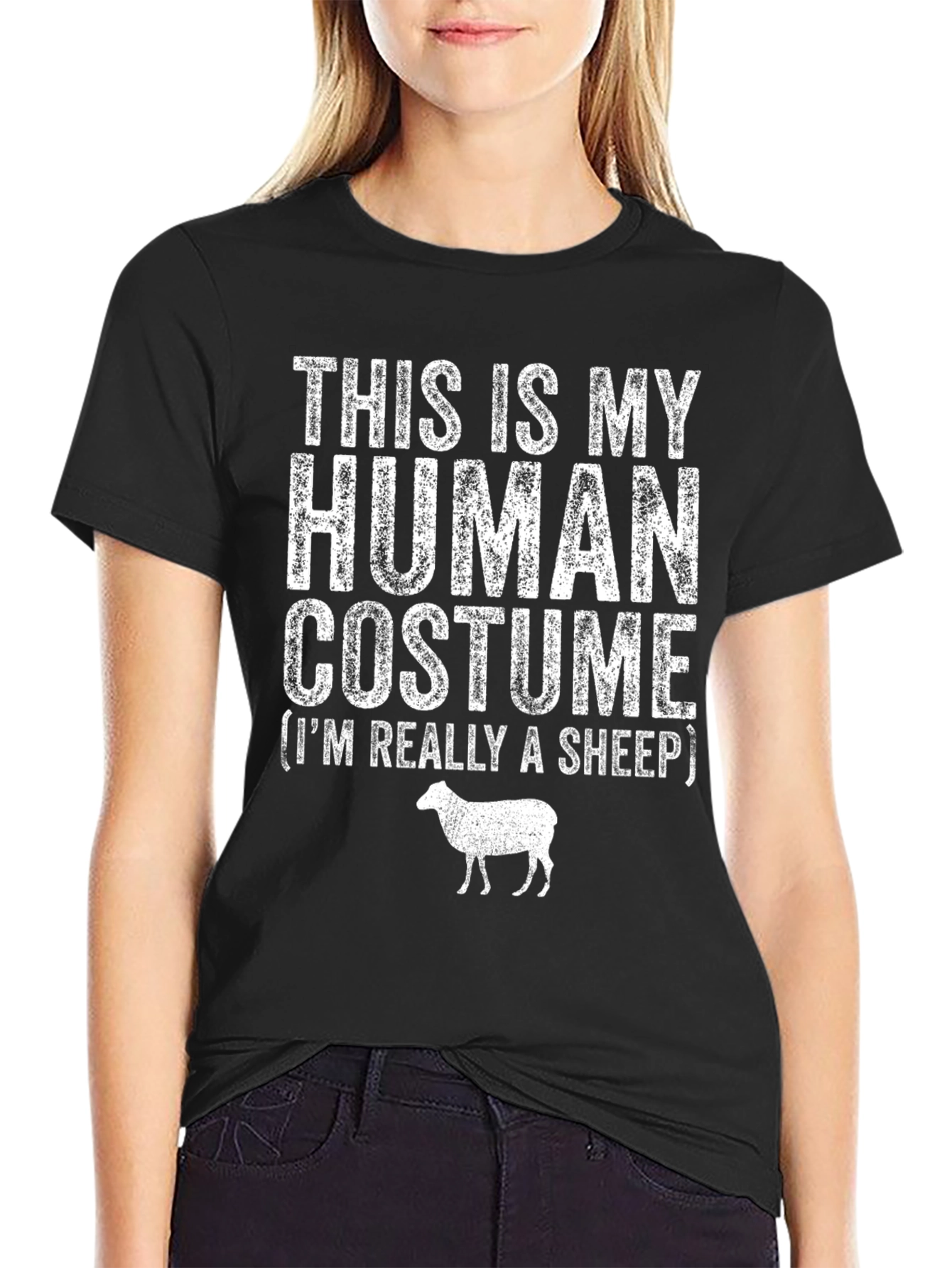 Black Human Costume Sheep T-Shirt view 2