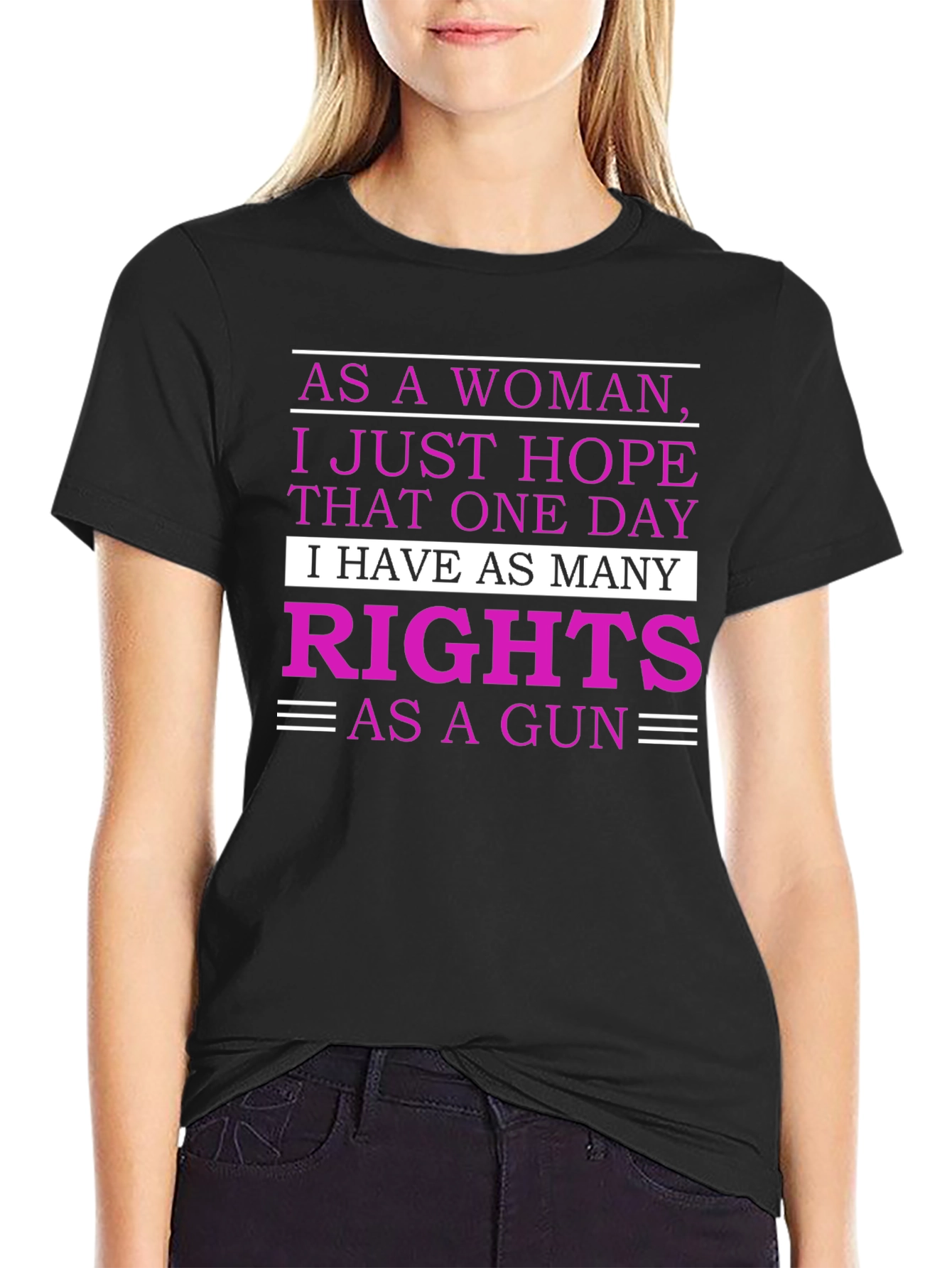 Black Feminist Rights Graphic T-Shirt - As Many Rights As a Gun view 2
