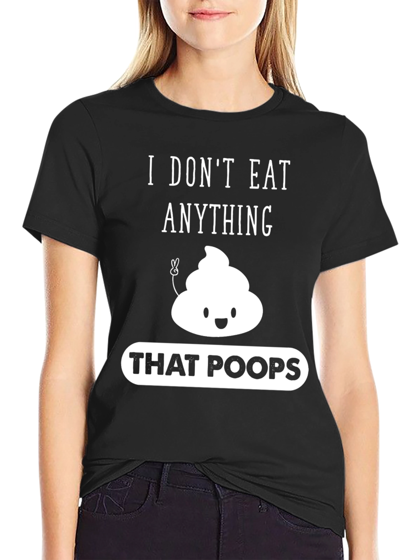 Black I Don't Eat Anything That Poops Graphic T-Shirt view 2