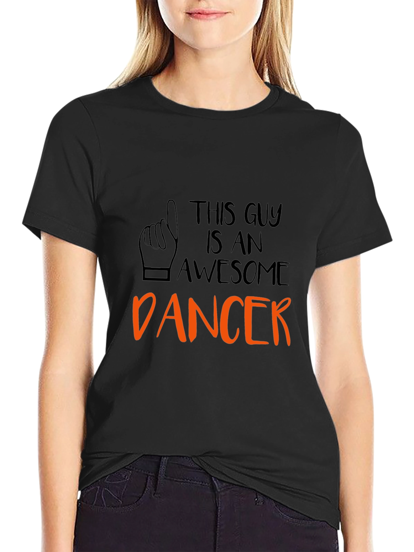 Black Awesome Dancer Graphic Tee - Black Cotton T-Shirt view 2