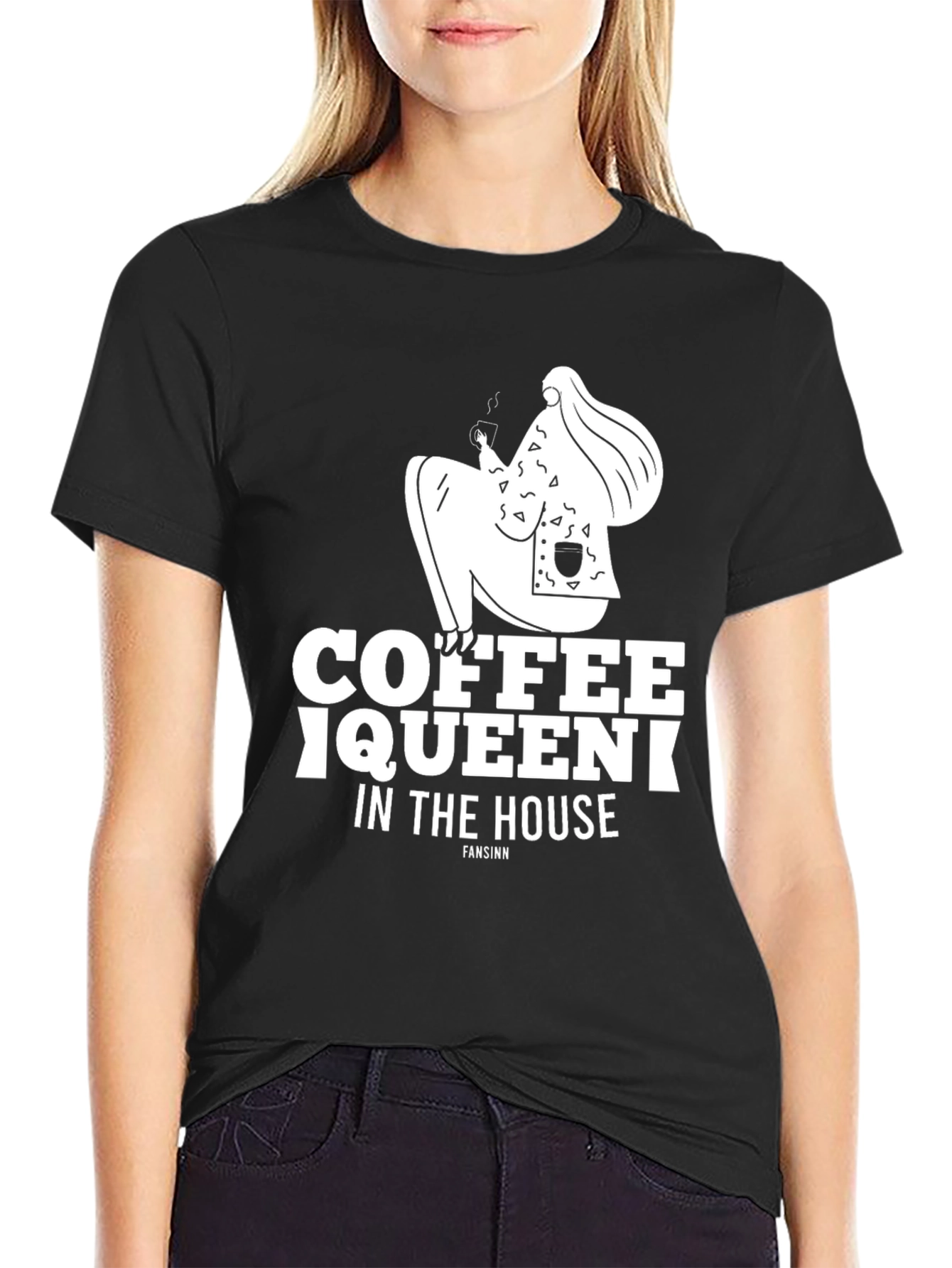Black Coffee Queen Graphic T-Shirt - Casual Style view 2