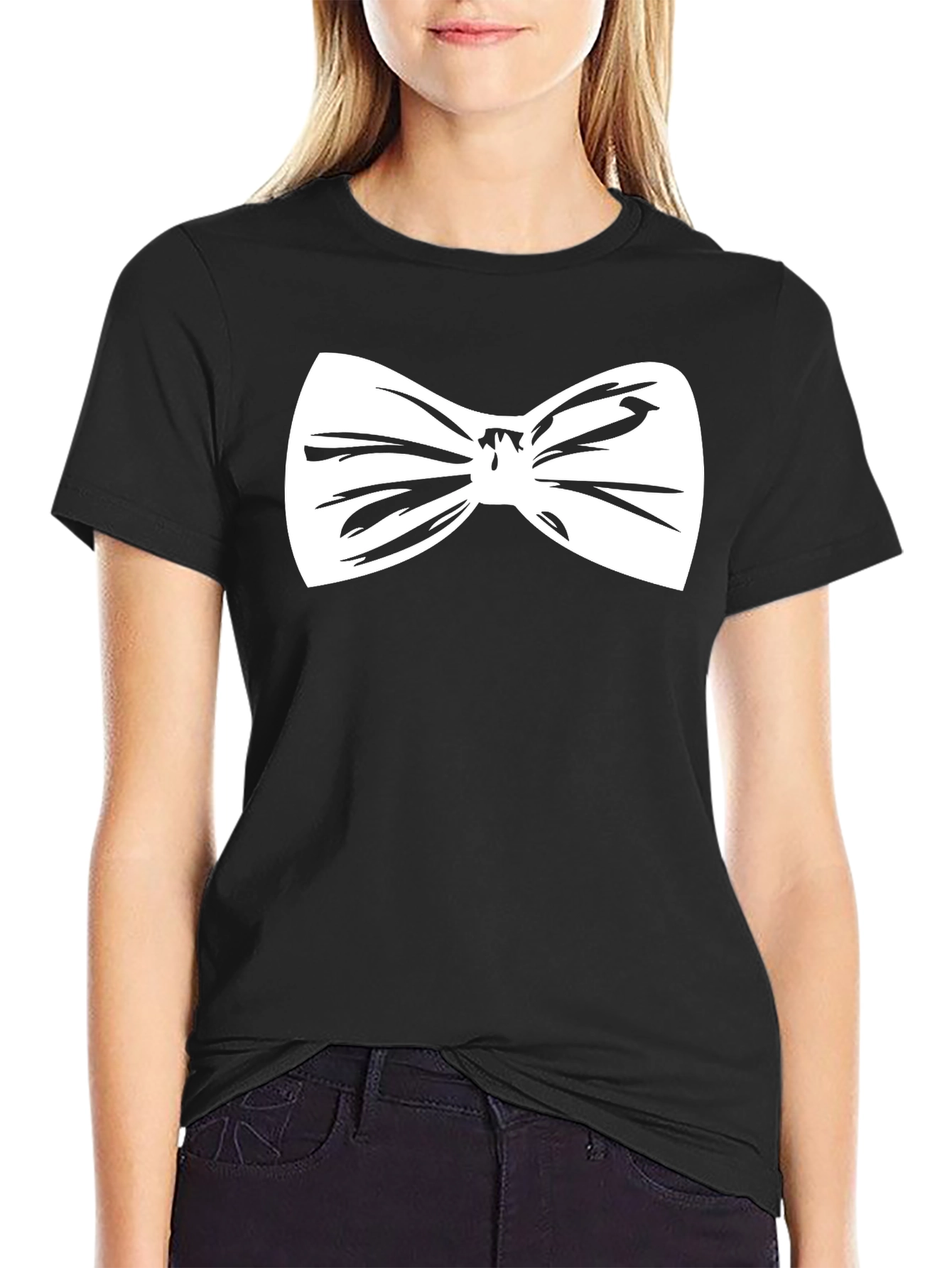 Black Bow Tie Graphic Tee - Black view 2
