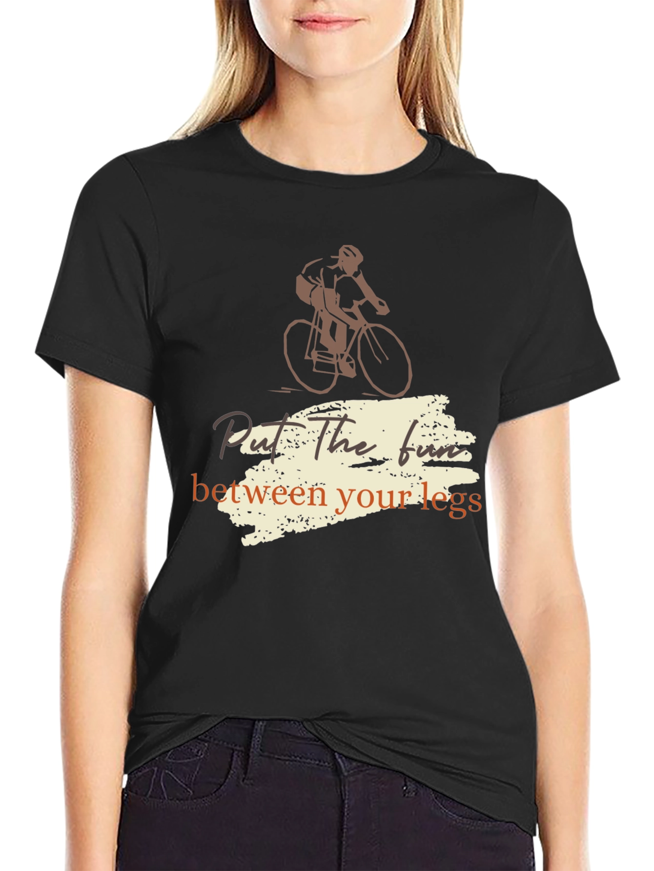 Black Cycling Fun Tee - "Put the Fun Between Your Legs" Shirt view 2