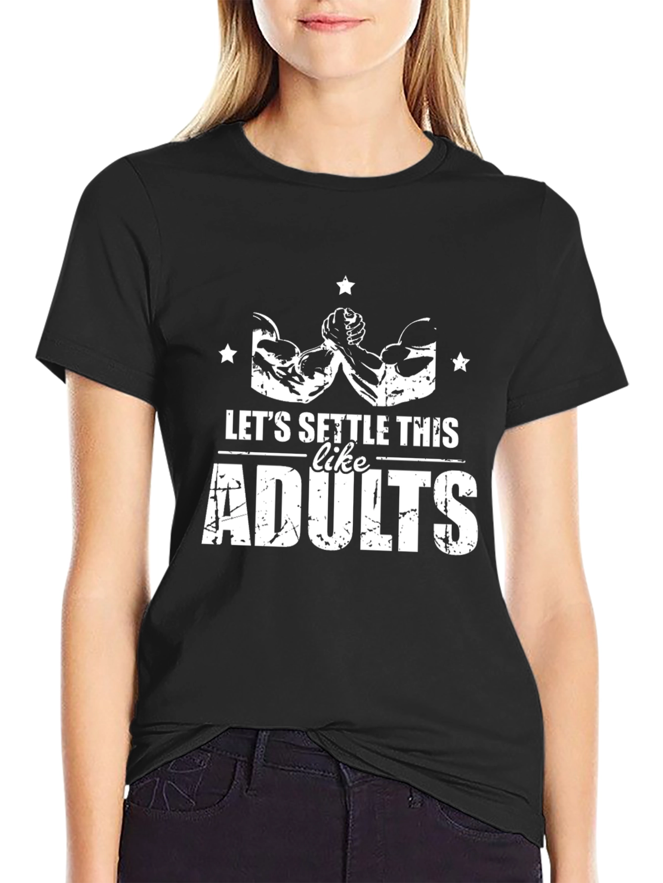 Black Let's Settle This Like Adults Black T-Shirt view 2