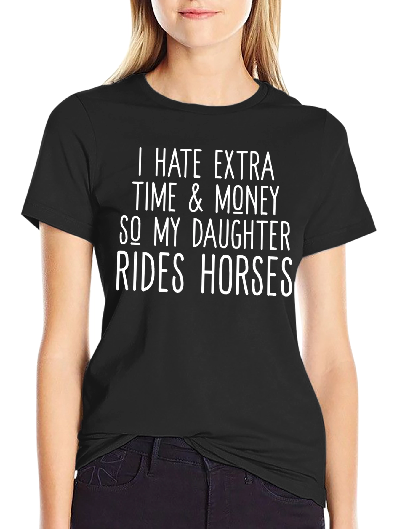 Black Humorous Horse Riding Dad T-Shirt view 2