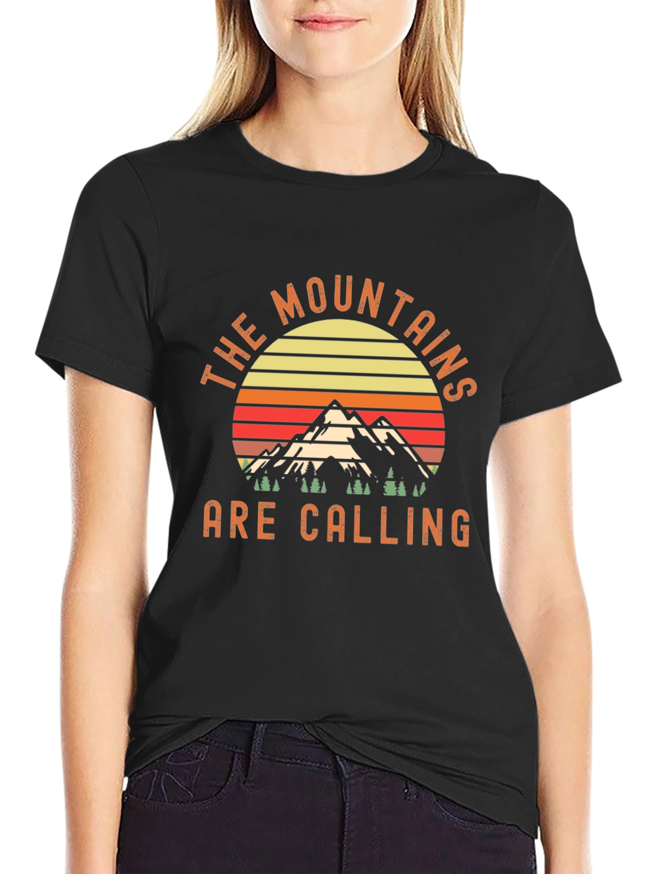Black Mountains Are Calling Black Graphic Tee view 2