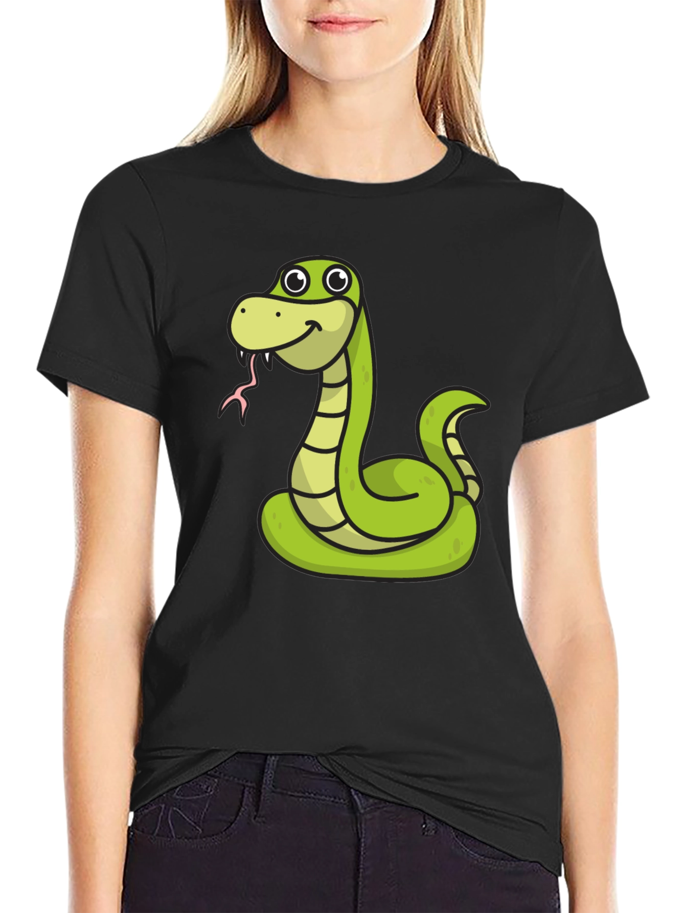 Black Snake Cartoon Graphic Tee view 2