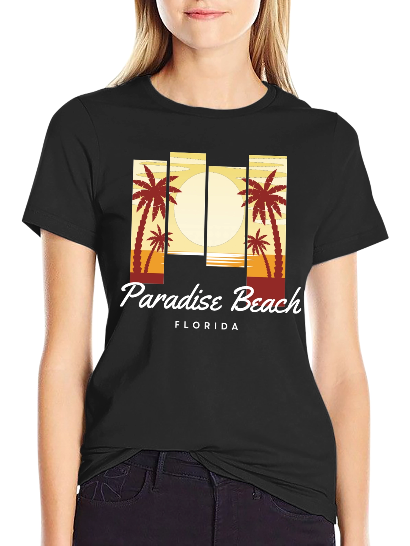 Black Paradise Beach Florida T-Shirt view 2