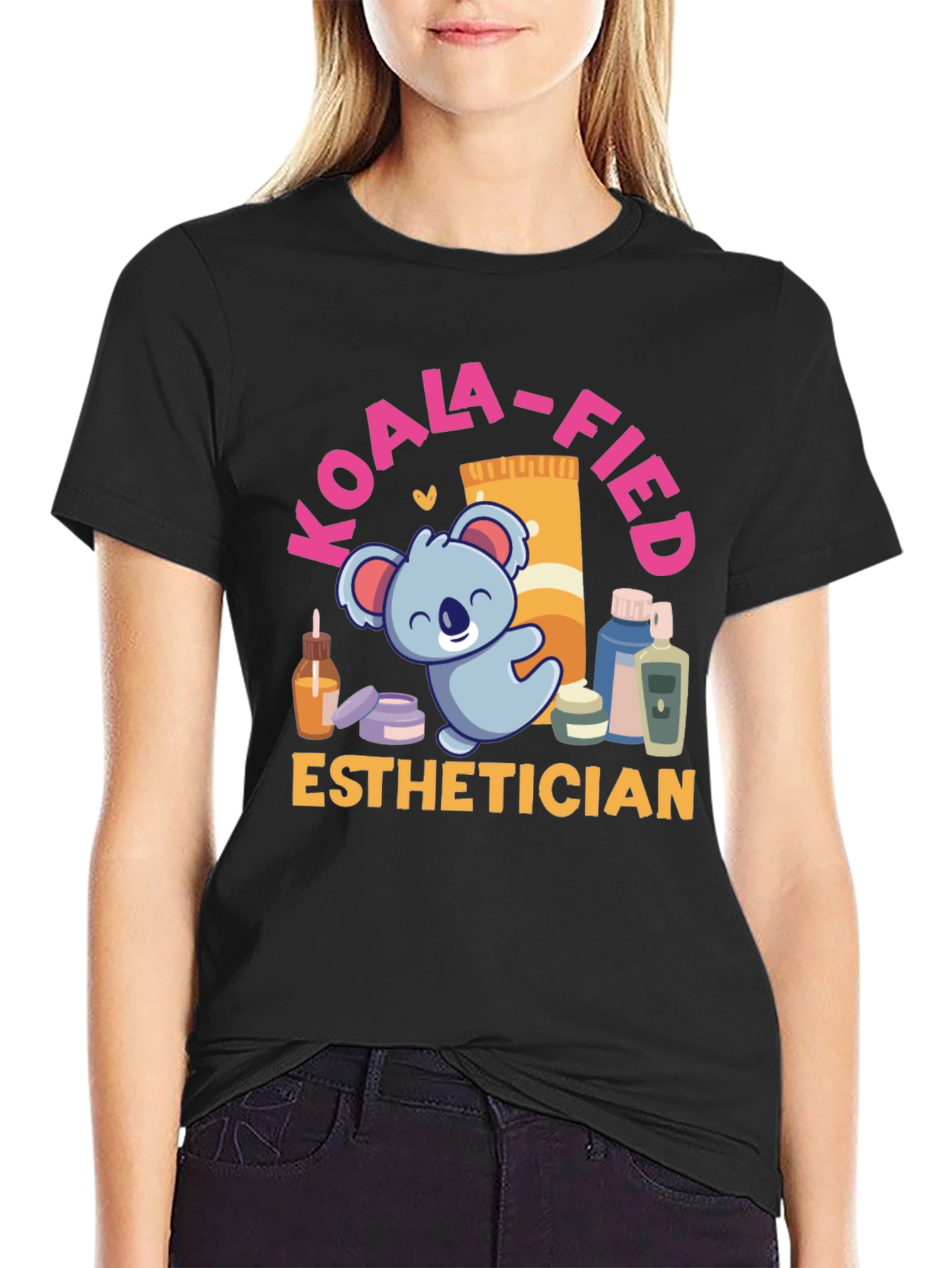 Black Koala-fied Esthetician T-Shirt view 2