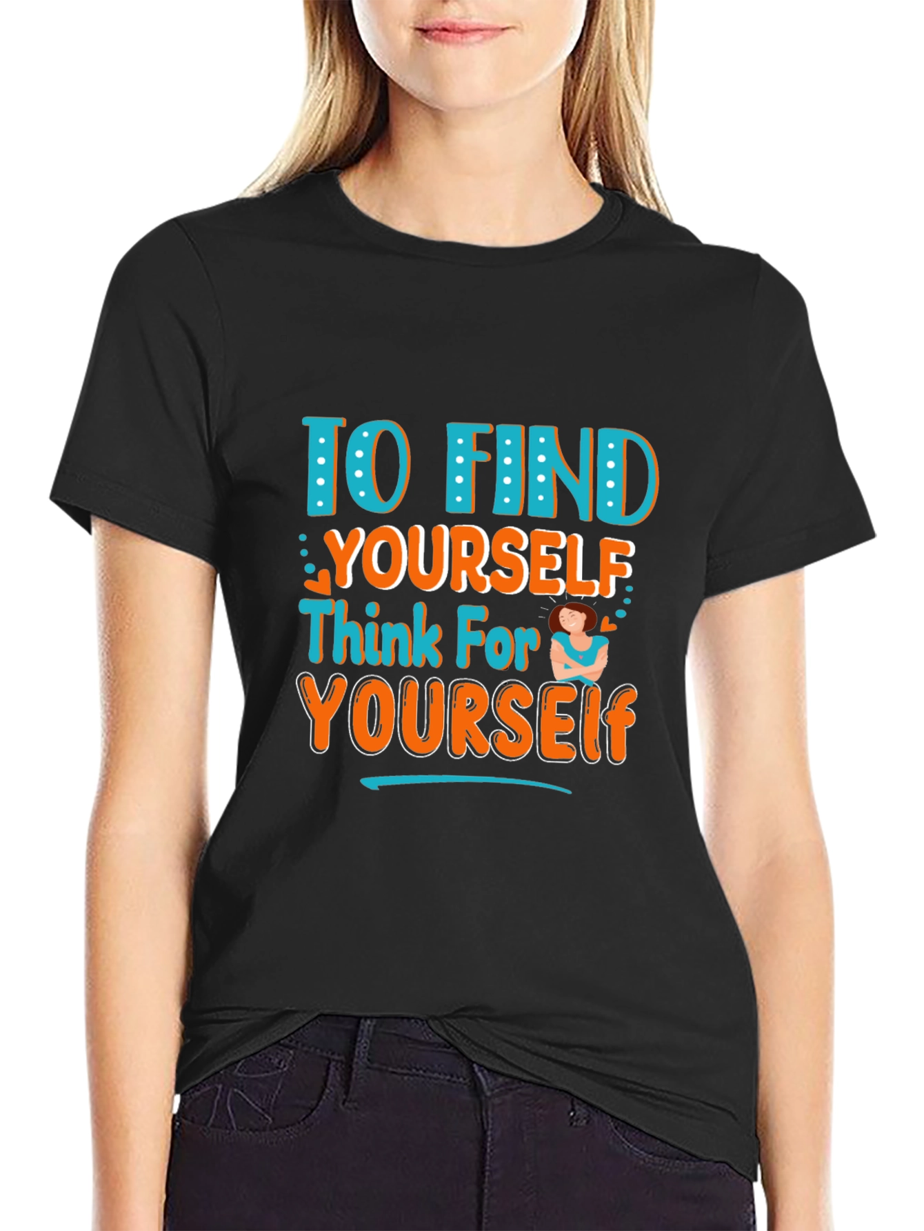 Black Think For Yourself Graphic T-Shirt view 2