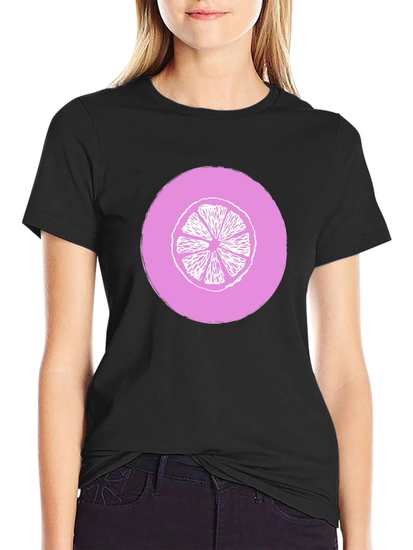 Black Citrus Slice Graphic Tee - Unisex Black T-Shirt view 2