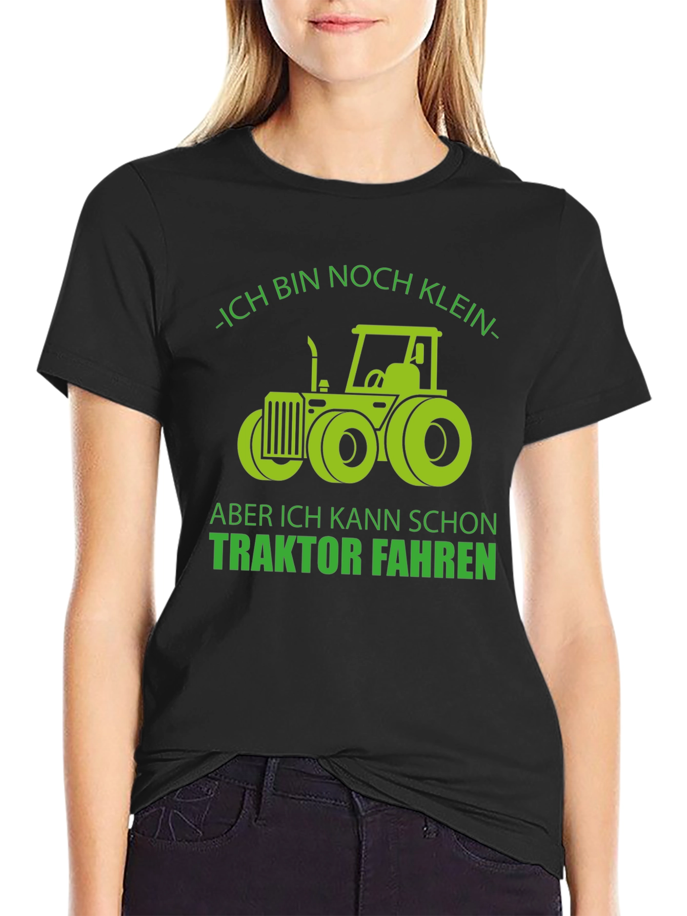 Black Tractor Driver Funny German T-Shirt view 2