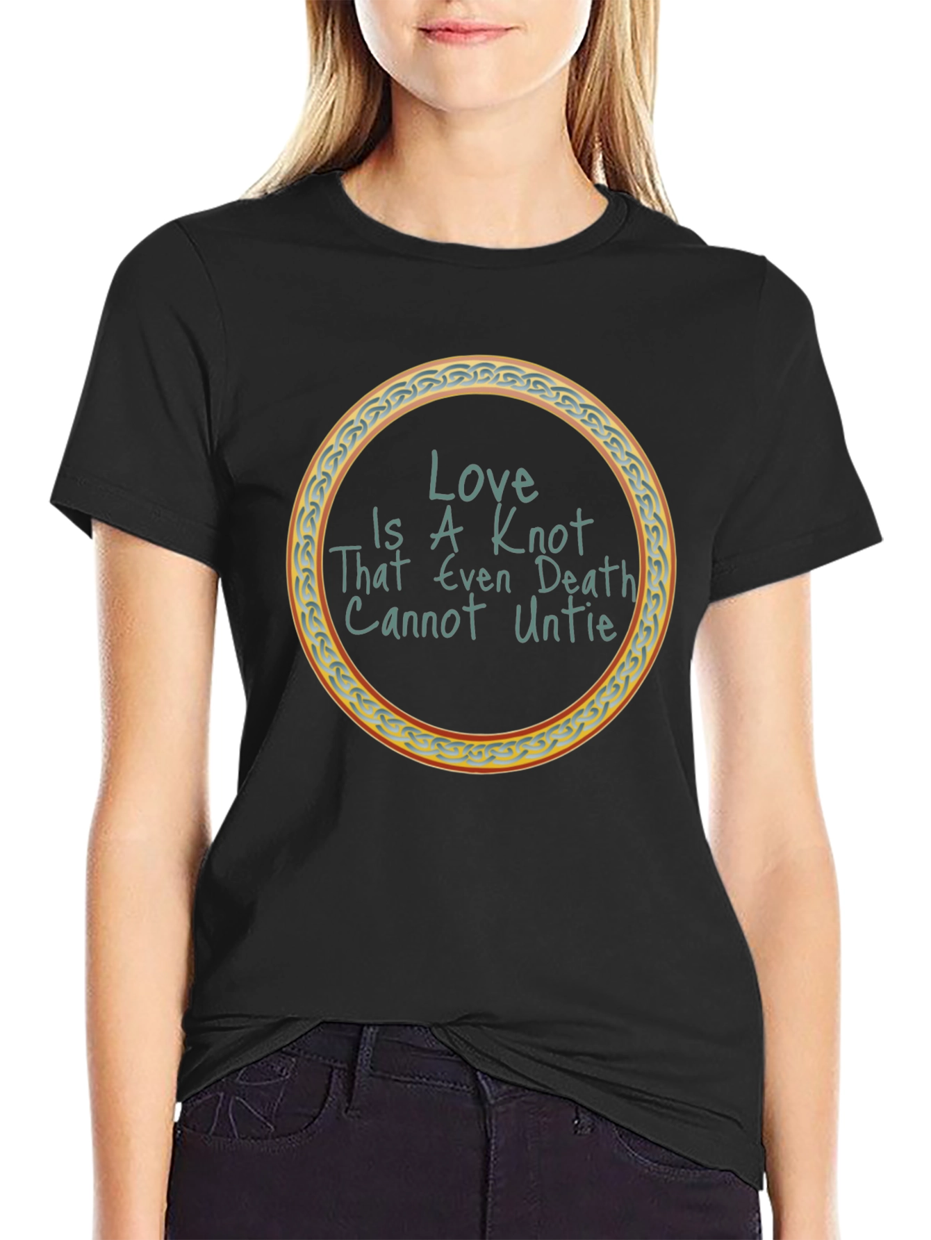 Black Love Knot T-Shirt: Even Death Cannot Untie view 2