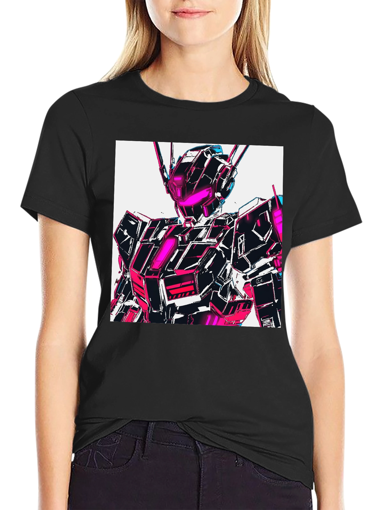 Black Cyberpunk Robot T-Shirt view 2