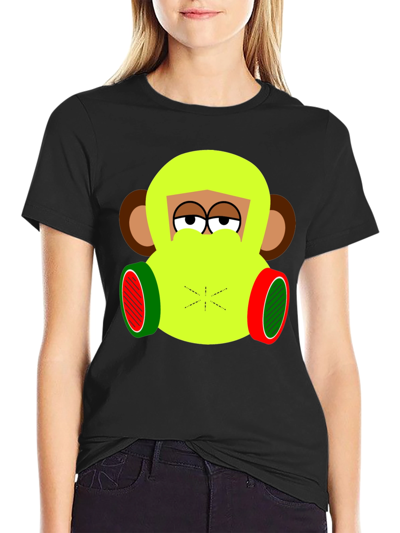 Black Funky Monkey Graphic Tee - Black Cotton Blend view 2